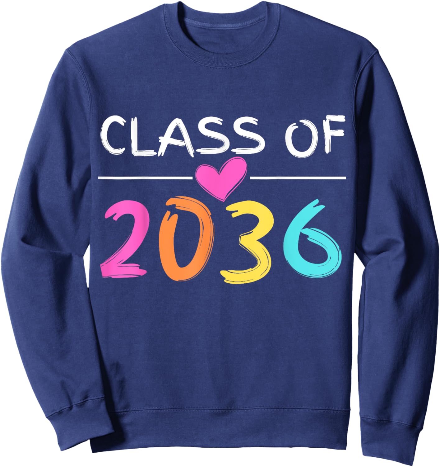 Class of 2036 Grow With Me Shirt Back School Colors Heart Sweatshirt - Sweatshirt | Navy