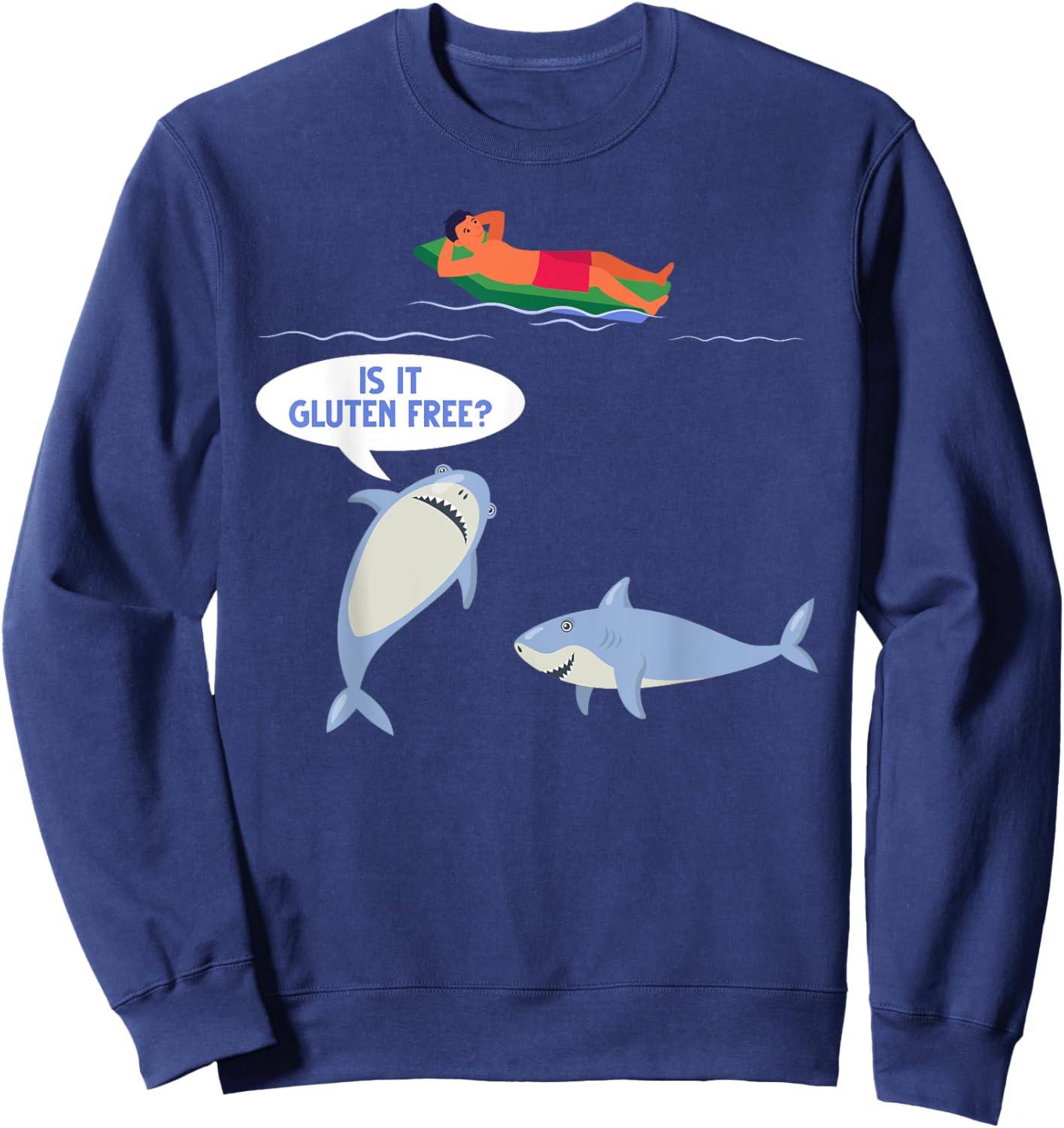 Funny Celiac Disease Wheat Free Shark Animal Gluten Free Sweatshirt - Sweatshirt | Navy