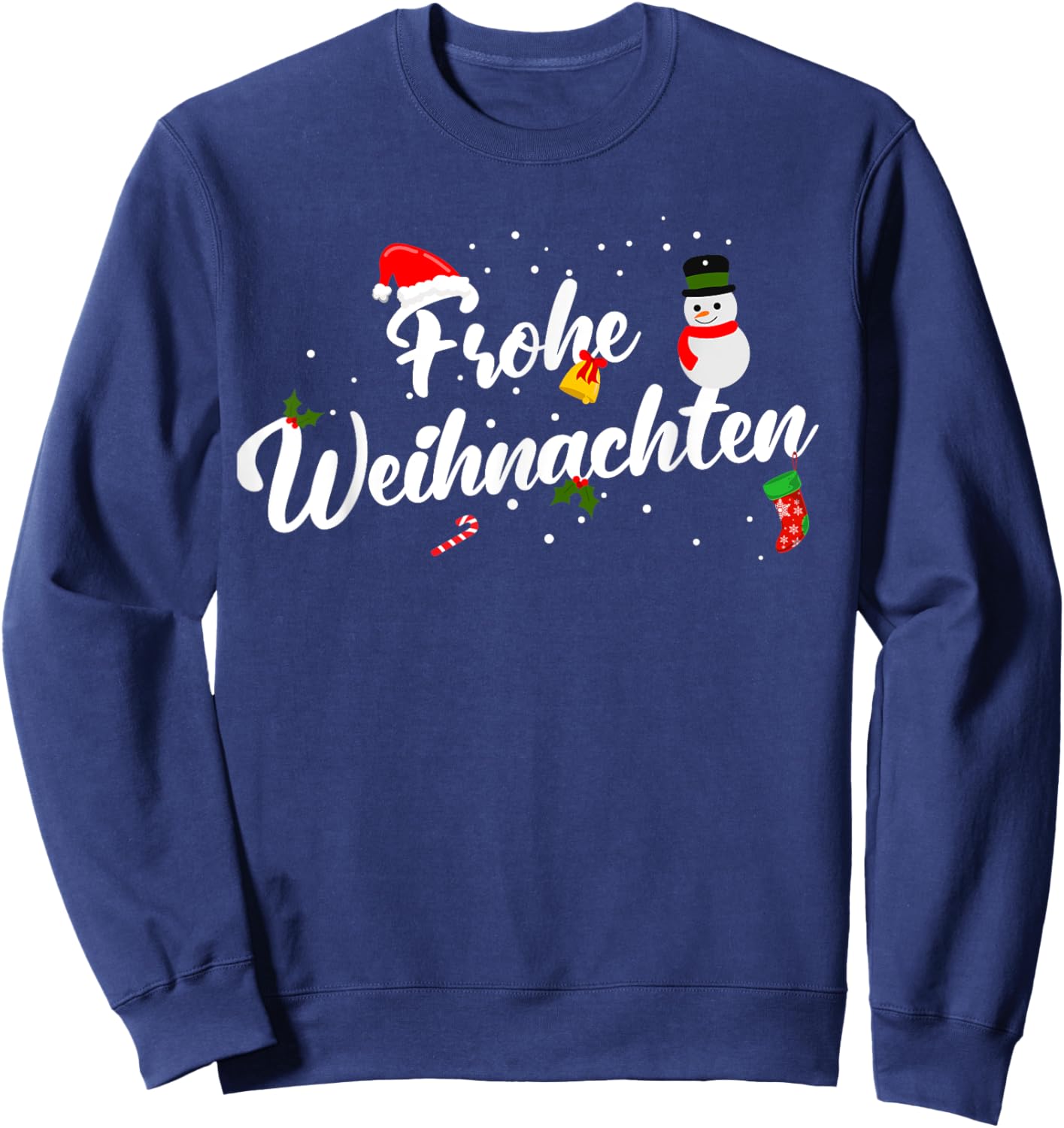 Christmas German Apparel -Adults, -Kids Black Cotton 60%, Polyester 40% Modern Letter Print Sweatshirt - Sweatshirt | Navy