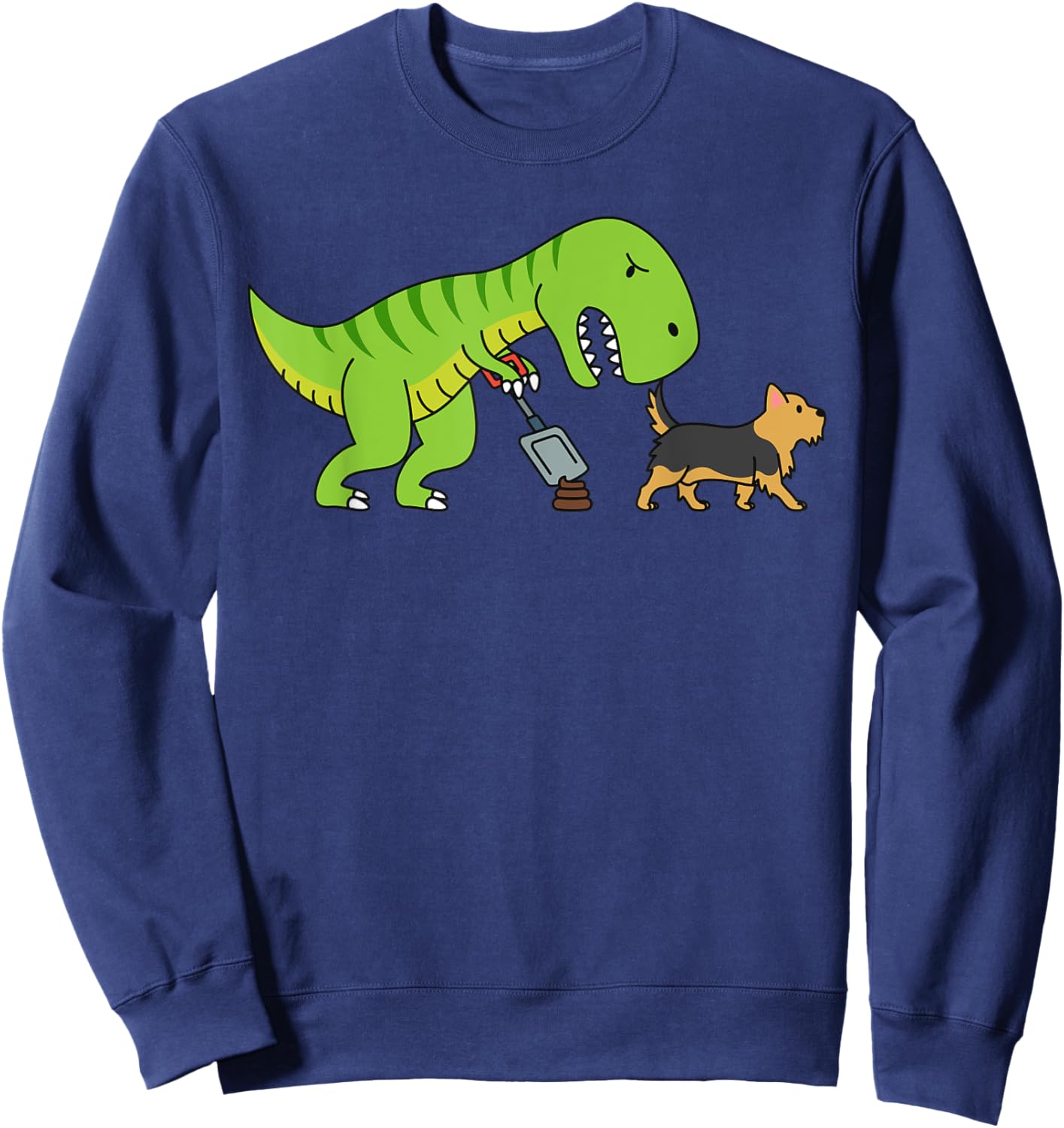 T-Rex Dinosaur Poop Yorkshire Terrier Dog Sweatshirt - Sweatshirt | Navy