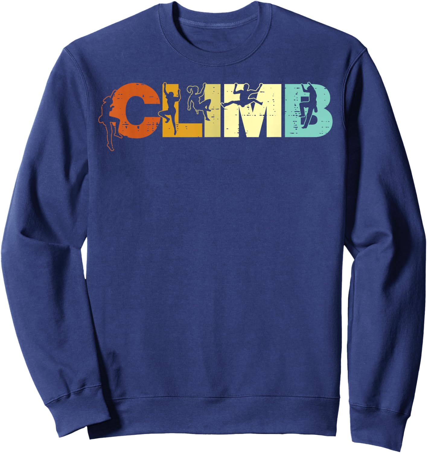 Climbing Climb Letters Retro Rock Climber Women Girls Kids Sweatshirt - Sweatshirt | Navy