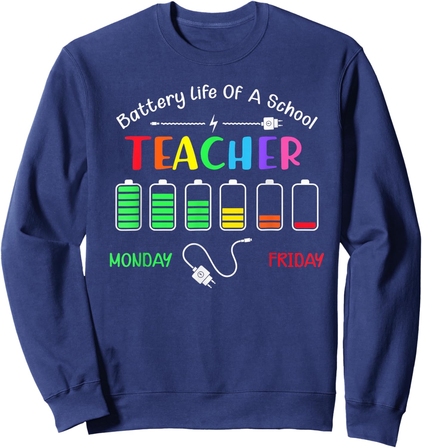 Battery Life Of A School Teacher Monday To Friday Women Sweatshirt - Sweatshirt | Navy