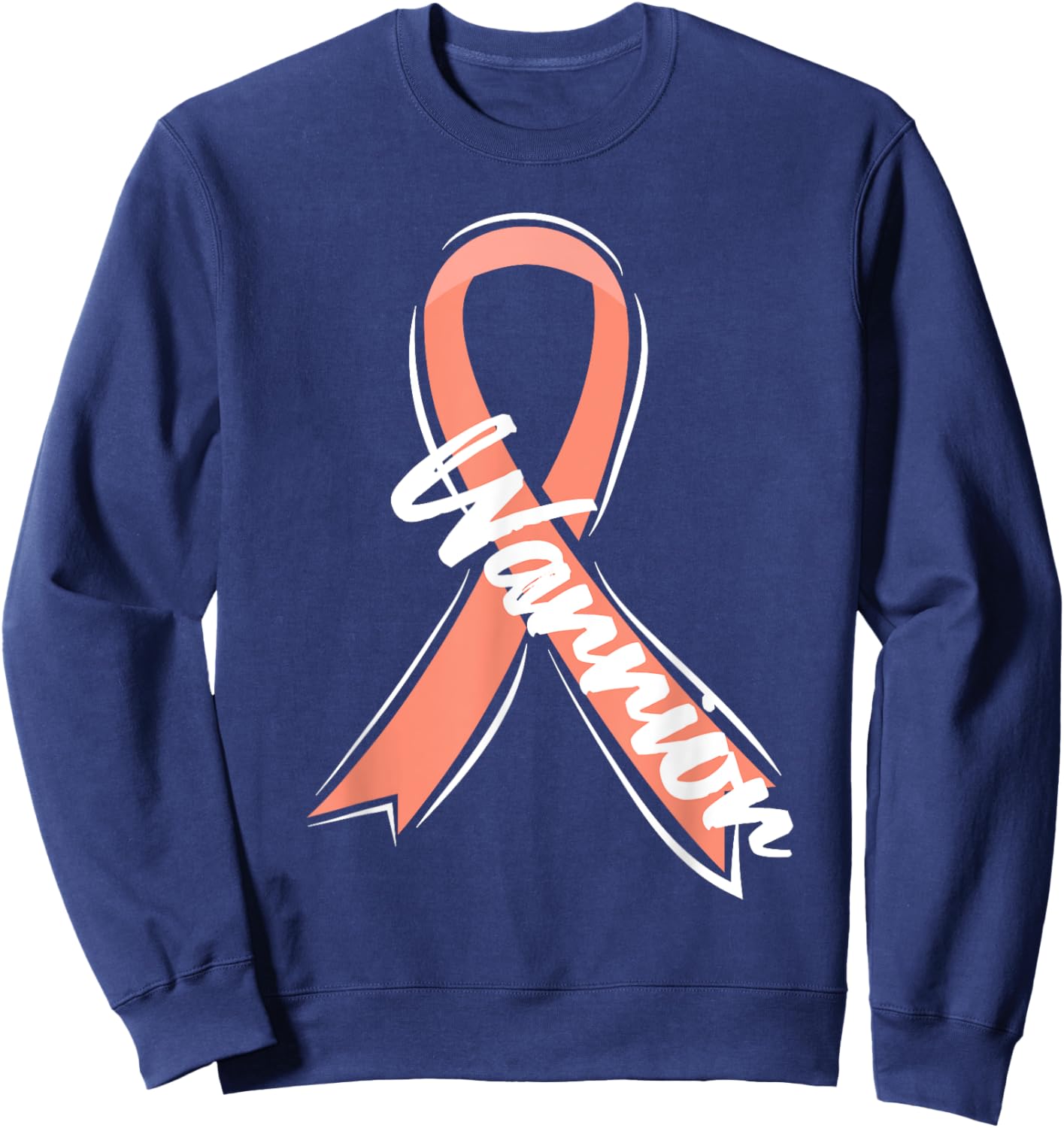 Uterine Cancer Warrior Peach Ribbon Sweatshirt - Sweatshirt | Navy