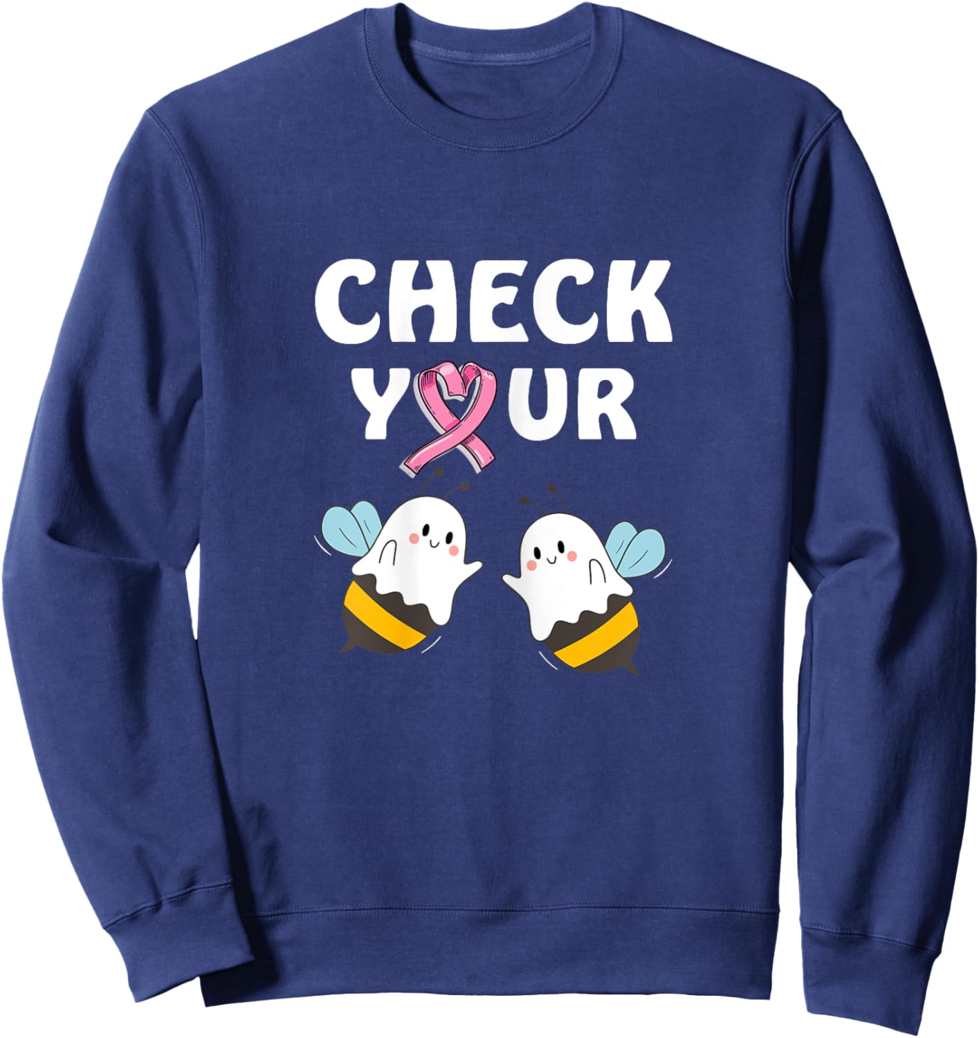 Pink Halloween Check Your Boo Bees Sweatshirt - Sweatshirt | Navy