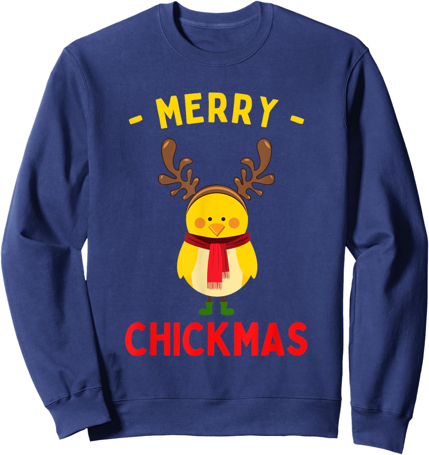Merry Chickmas Cute Baby Chick Christmas Farm Animal Xmas Sweatshirt - Sweatshirt | Navy