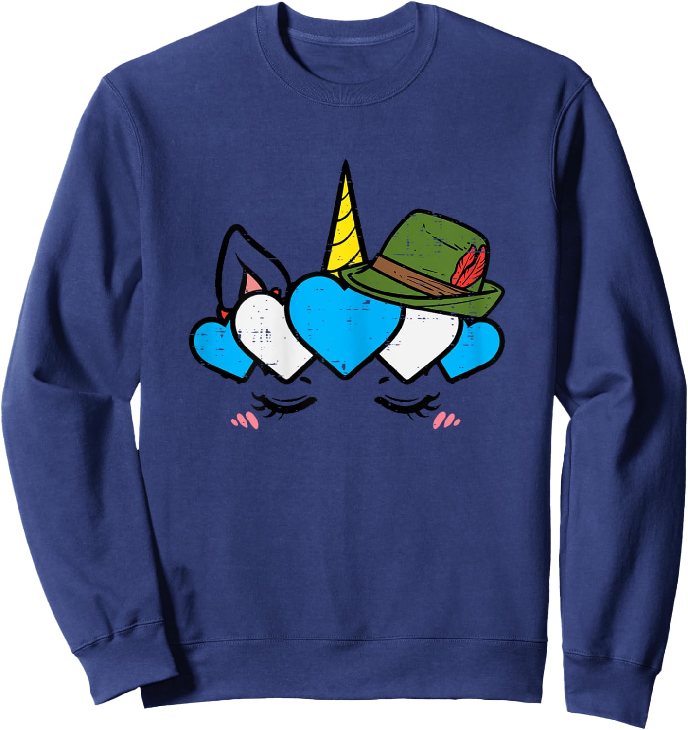 Unicorn Face Oktoberfest Cute German Bavarian Girls Women Sweatshirt - Sweatshirt | Navy