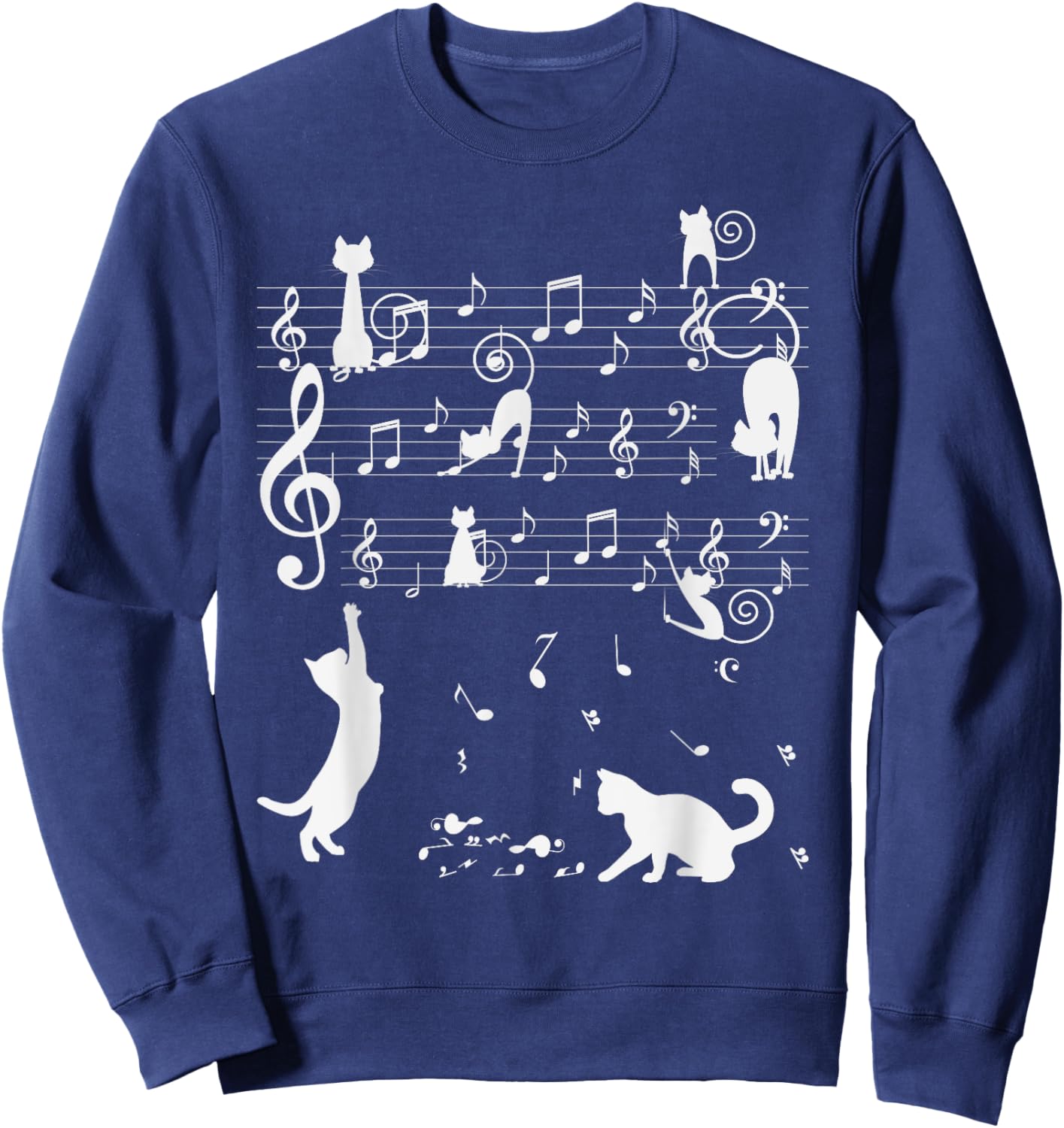 Meowsci Colorful Cats Playing Music Clef Piano Musician Cat Men Women Kids Sweatshirt - Sweatshirt | Navy