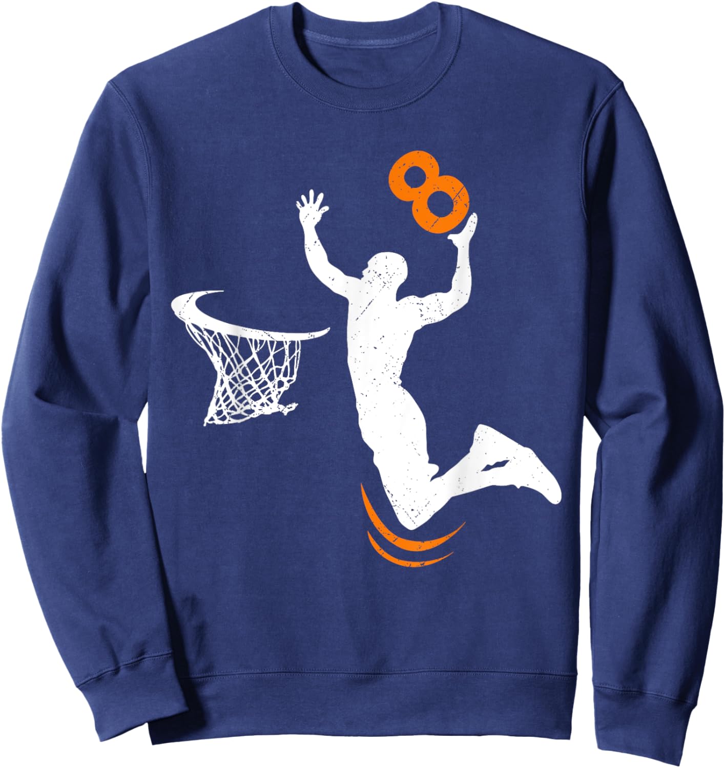8 Year Old Basketball Dunk 8th Birthday Party Boys Sweatshirt - Sweatshirt | Navy
