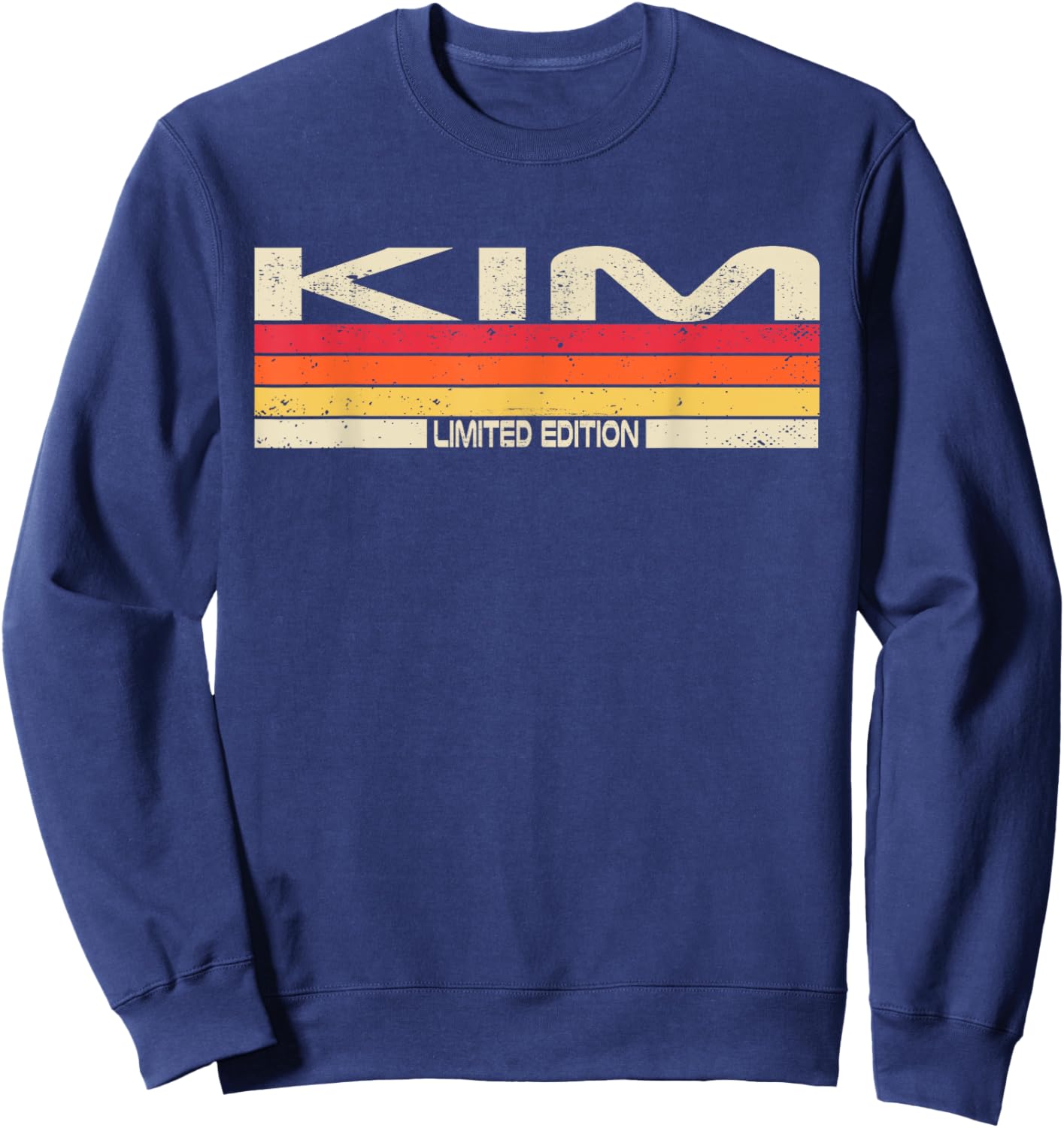 Kim Surname Birthday Family Reunion 80s 90s Sunset Sweatshirt - Sweatshirt | Navy