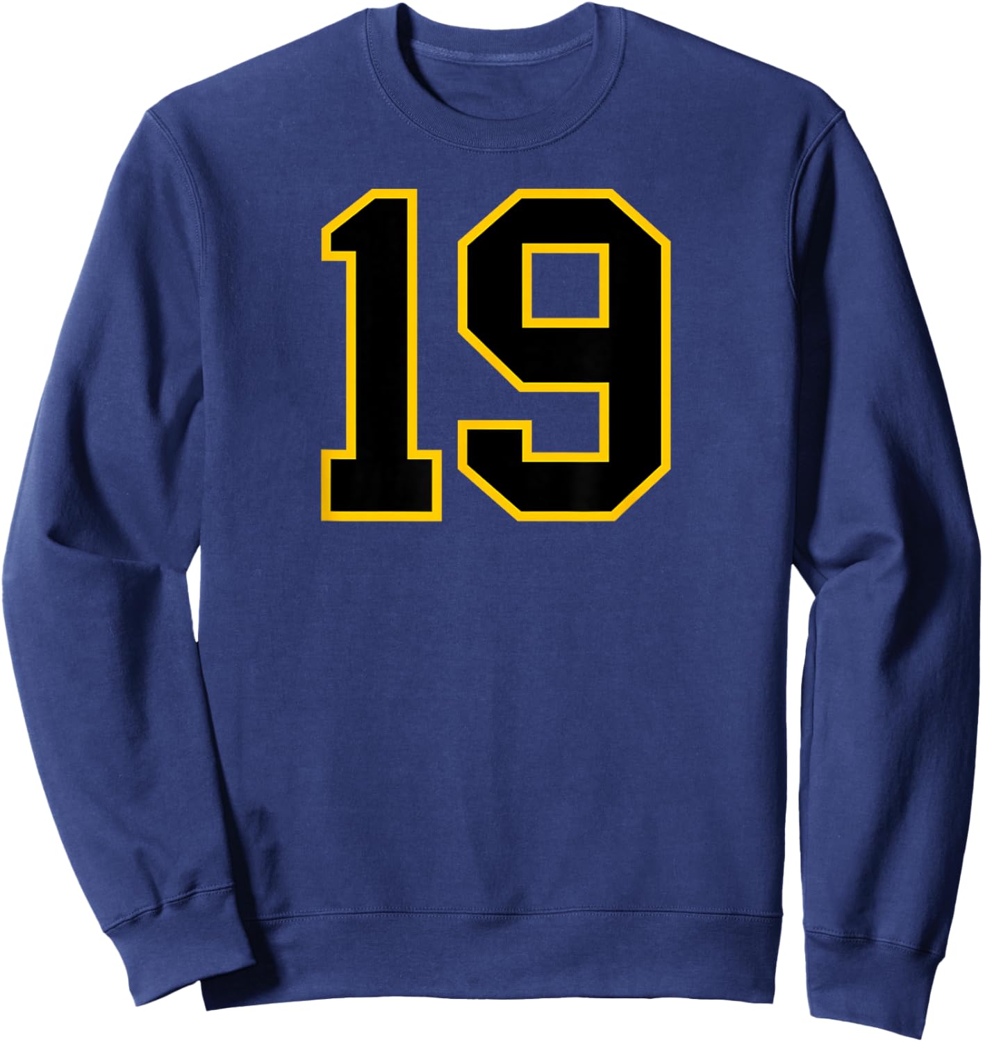 Number #19 Sport Yellow Black Uni Number Sweatshirt - Sweatshirt | Navy
