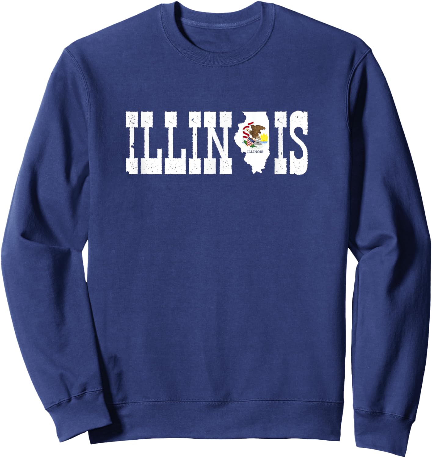 Illinois State and Illinois Flag with Pride for Illinois Sweatshirt - Sweatshirt | Navy