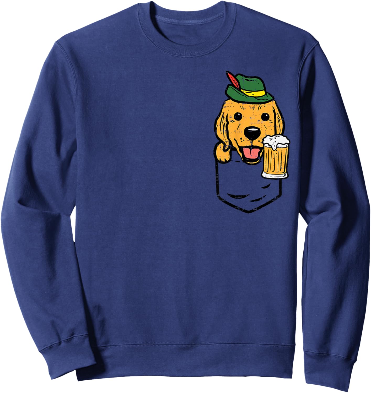 Pocket German Golden Retriever Bavarian German Men Women Sweatshirt - Sweatshirt | Navy