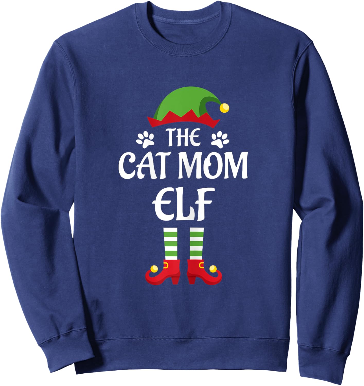 Cat Mom Elf Family Matching Group Christmas Women Sweatshirt - Sweatshirt | Navy