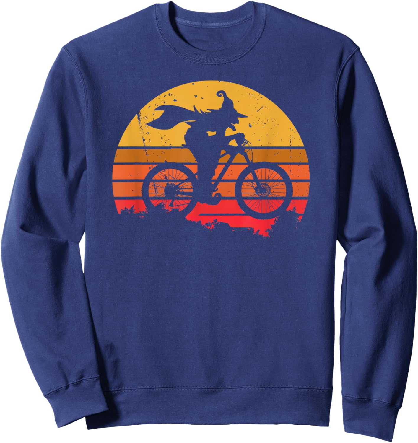 Witch Riding a Mountain Bike funny Mountain Bike witch Sweatshirt - Sweatshirt | Navy
