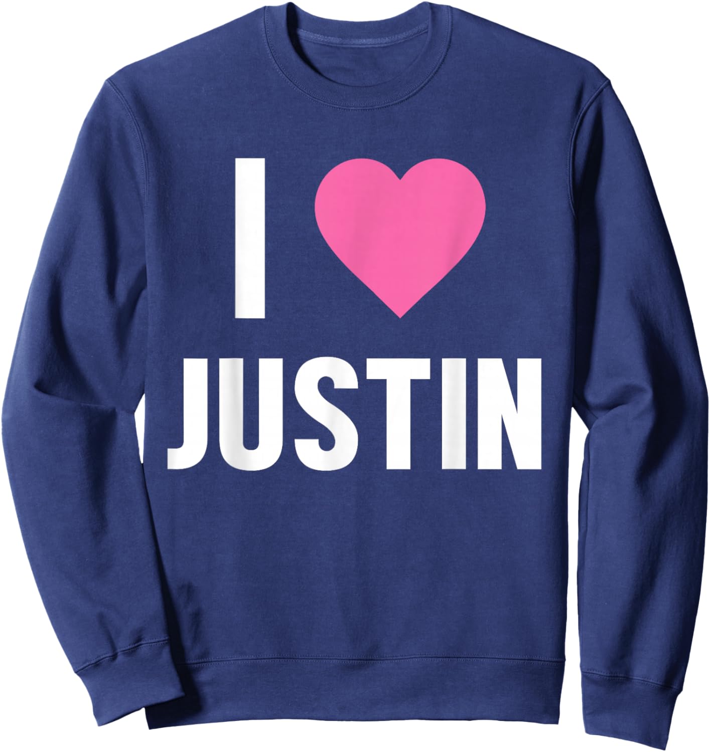 Classic I Love Justin Pink Heart Sweatshirt - Sweatshirt | Navy