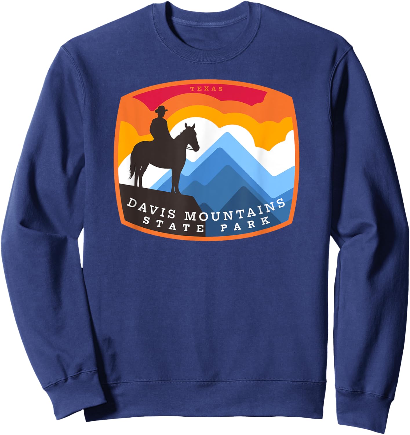 Davis Mountains State Park Texas TX Equestrian Badge Sweatshirt - Sweatshirt | Navy