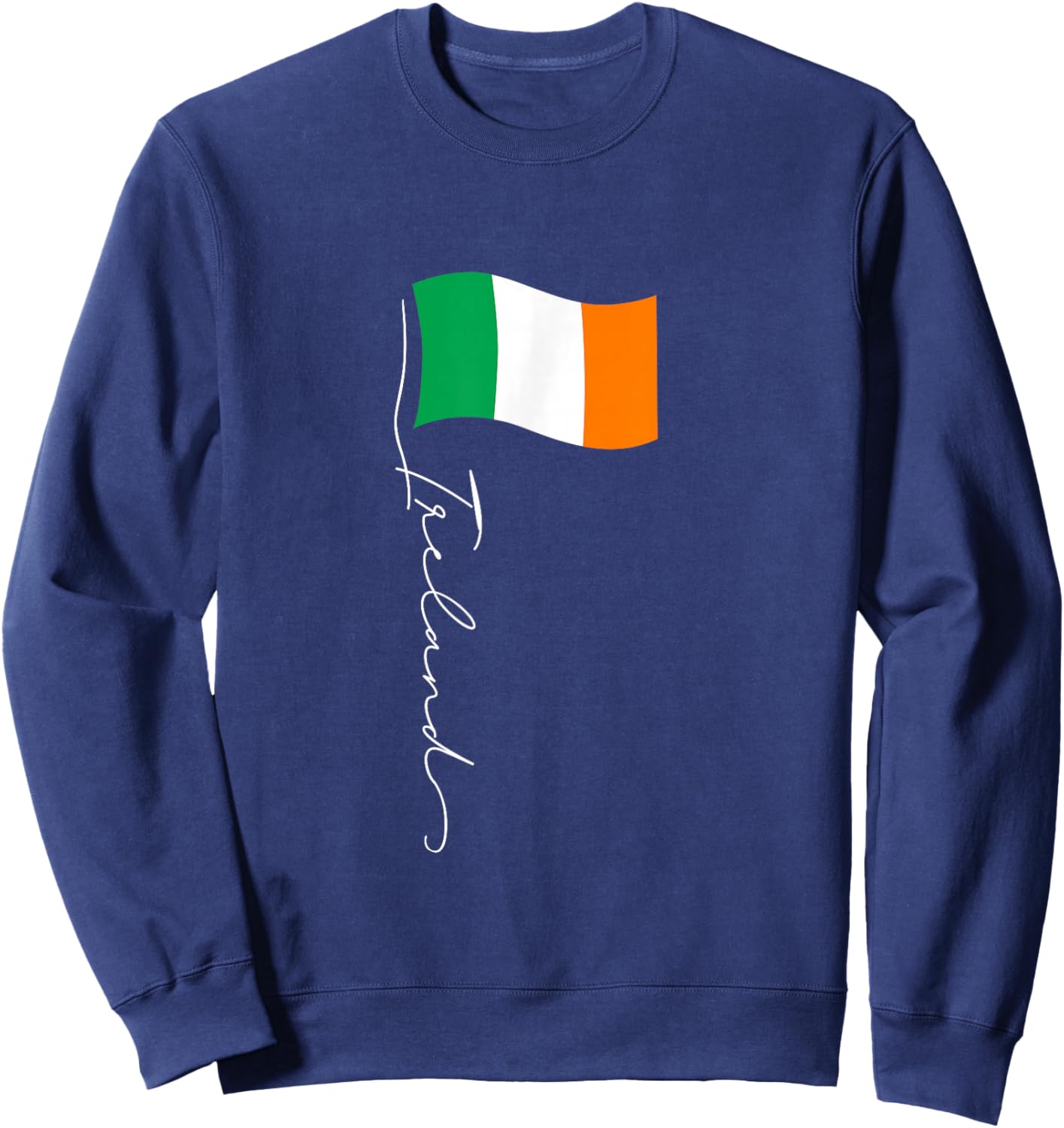 Family Heritage Gifts Ireland Signature Flag Pole - Elegant Patriotic Irish Flag Sweatshirt - Sweatshirt | Navy