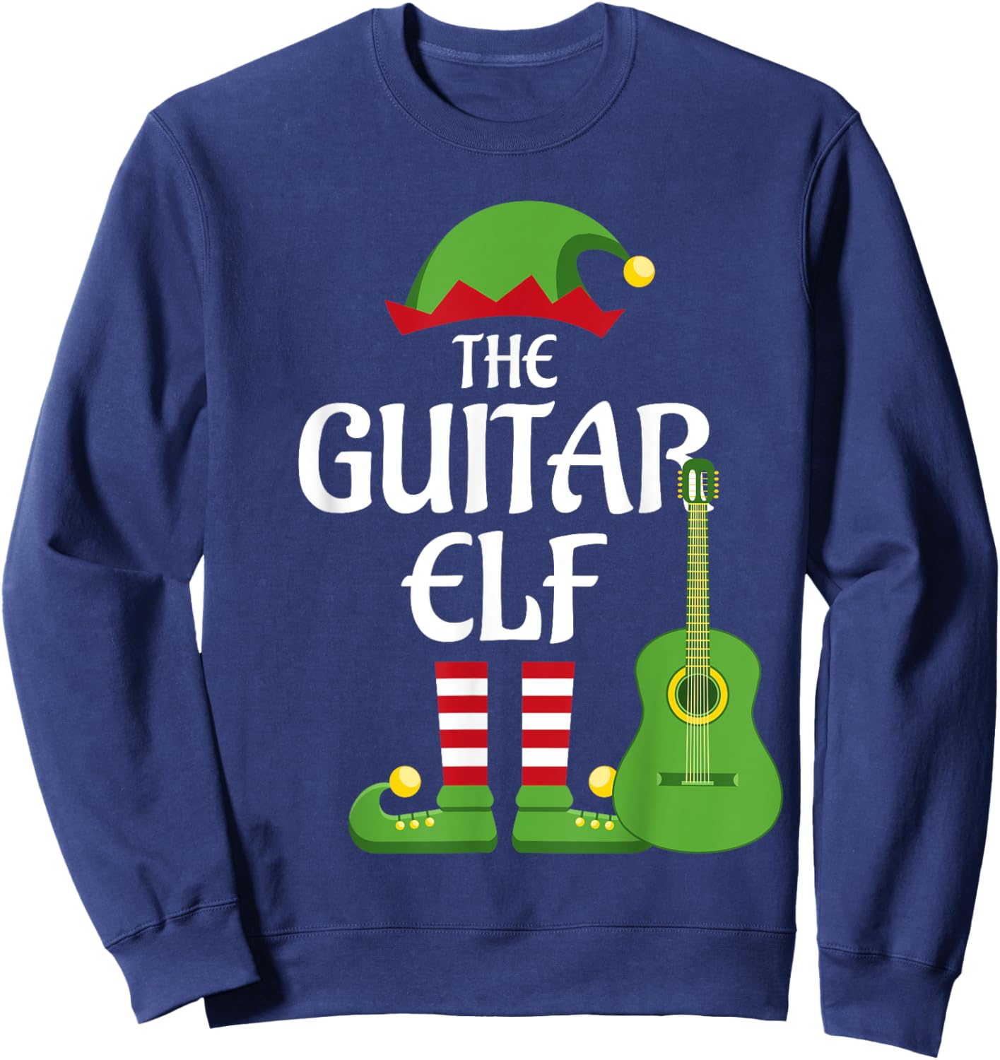 Guitar Elf Family Matching Group Christmas Sweatshirt - Sweatshirt | Navy