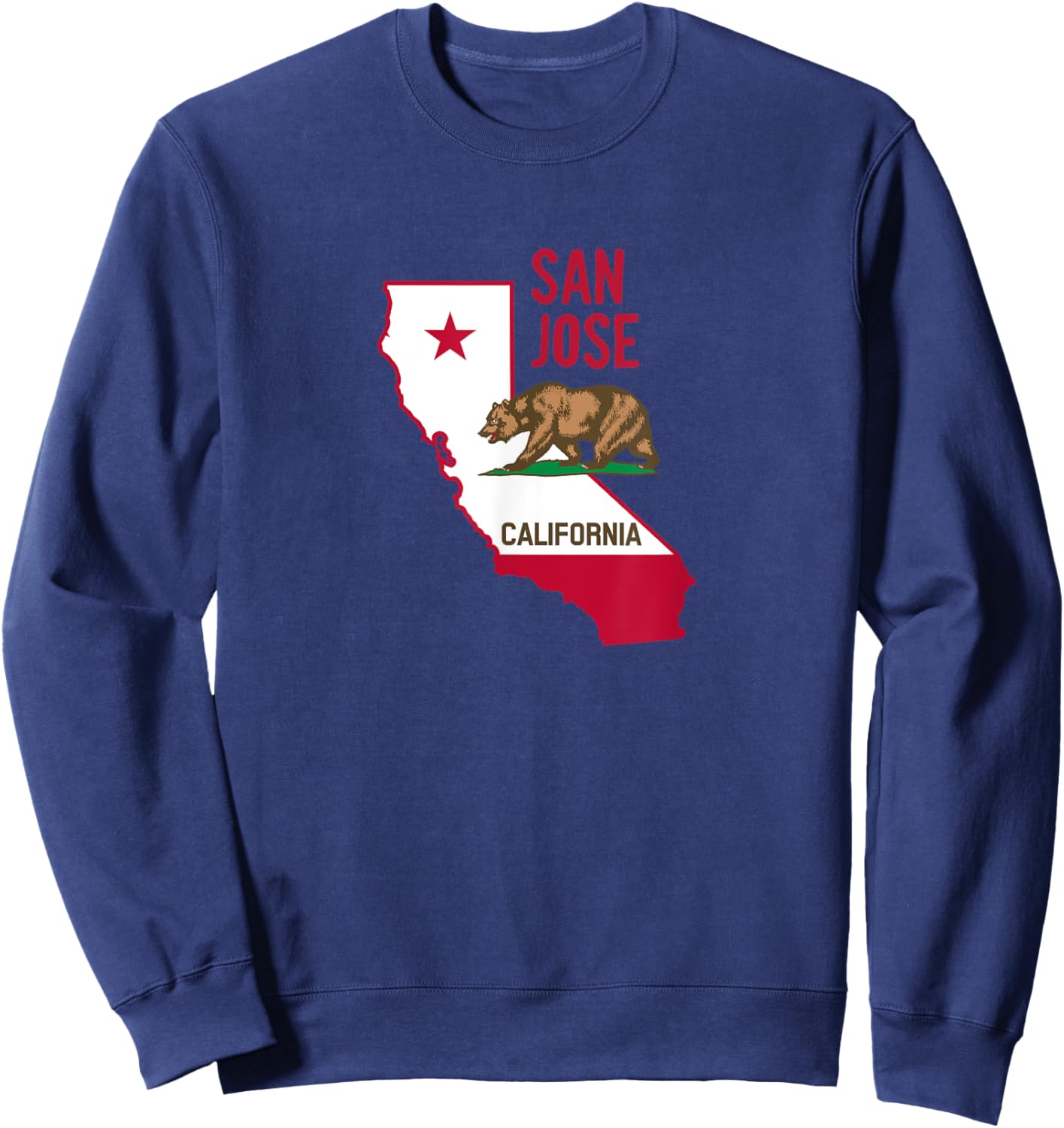 San Jose - California Flag / Cool Retro Vintage San Jose CA Sweatshirt - Sweatshirt | Navy