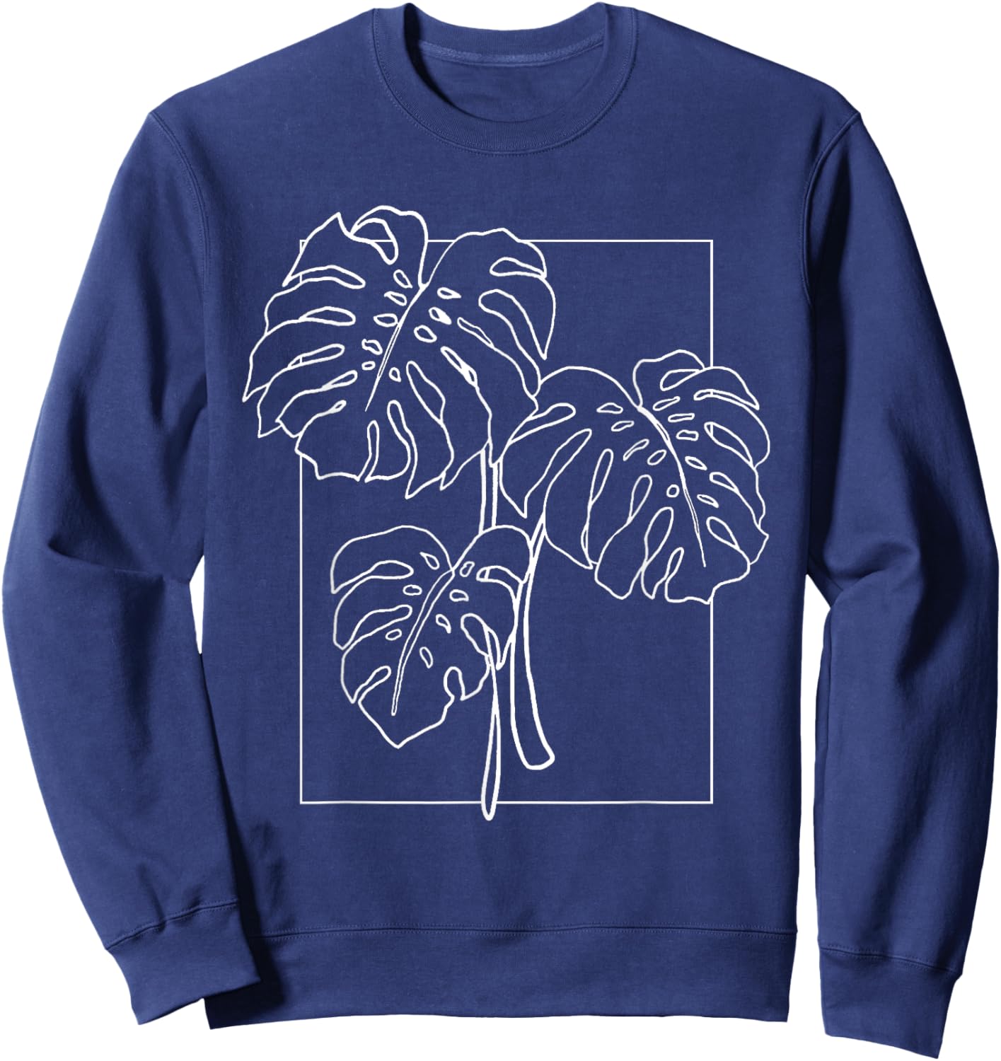Contour Line Monstera Trendy Plant Sweatshirt - Sweatshirt | Navy