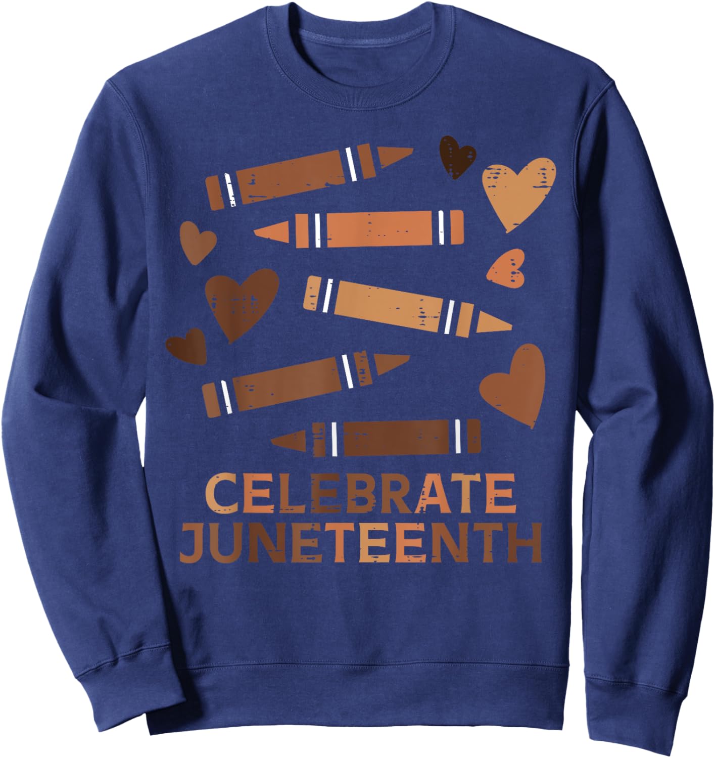 Celebrate Juneteenth Crayons June 19th 1865 Women Girls Sweatshirt - Sweatshirt | Navy