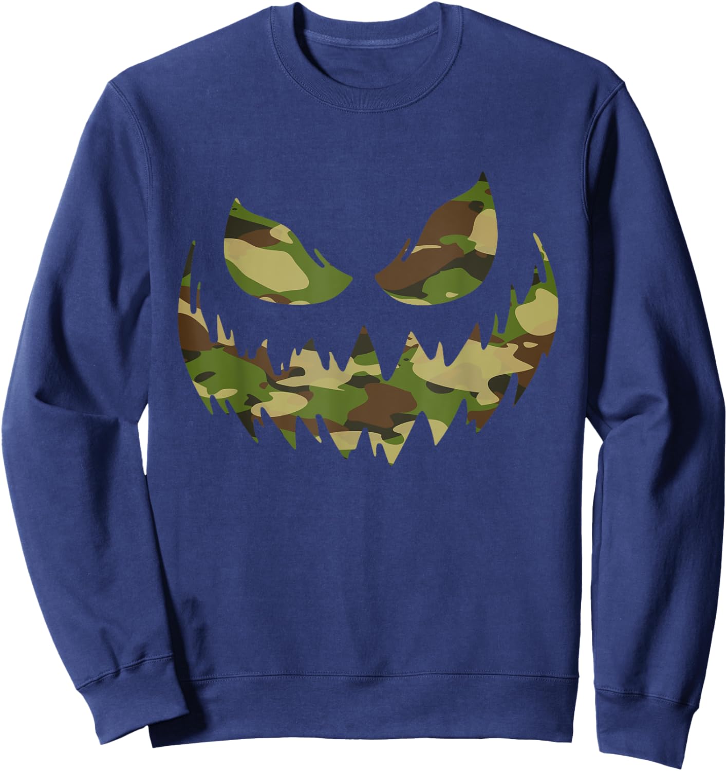 Spooky Jack O Lantern face in camouflage camo halloween Sweatshirt - Sweatshirt | Navy