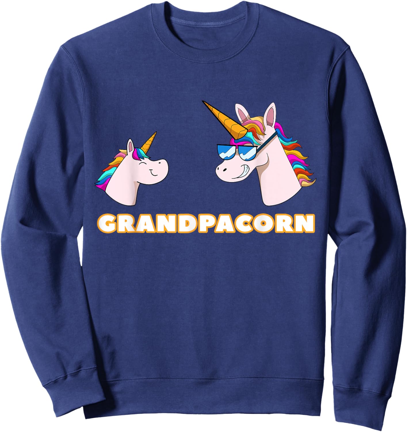 Grandpacorn Grandpa 1 Kid Grandfather Unicorn Father's Day Sweatshirt - Sweatshirt | Navy