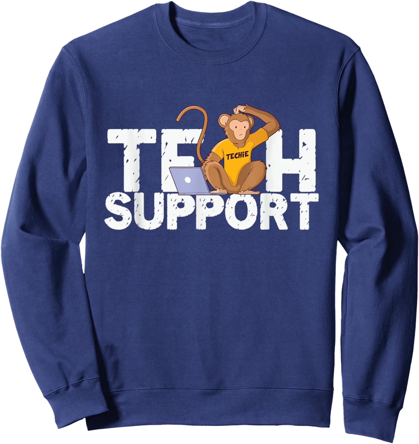 Tech Support Monkey Computer Programmer Customer Service Sweatshirt - Sweatshirt | Navy