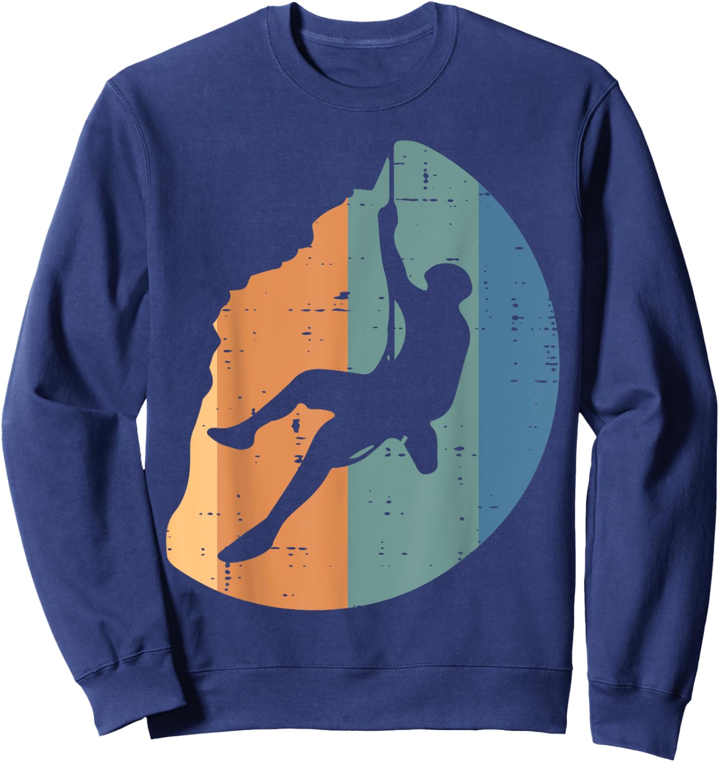 Rock Climbing Sunset Retro Mountain Climber Men Women Kids Sweatshirt - Sweatshirt | Navy