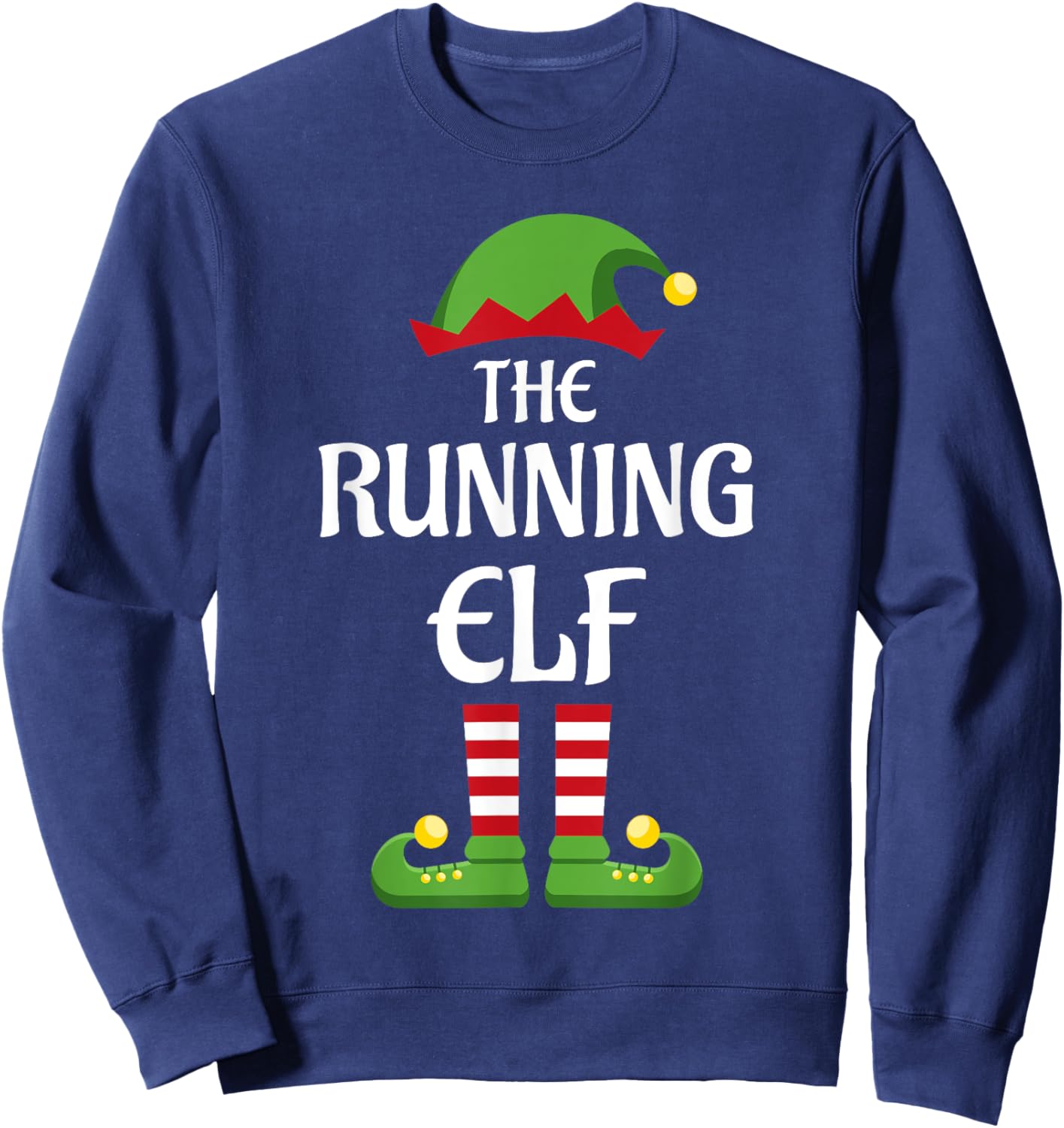 Running Elf Family Matching Group Christmas Sweatshirt - Sweatshirt | Navy