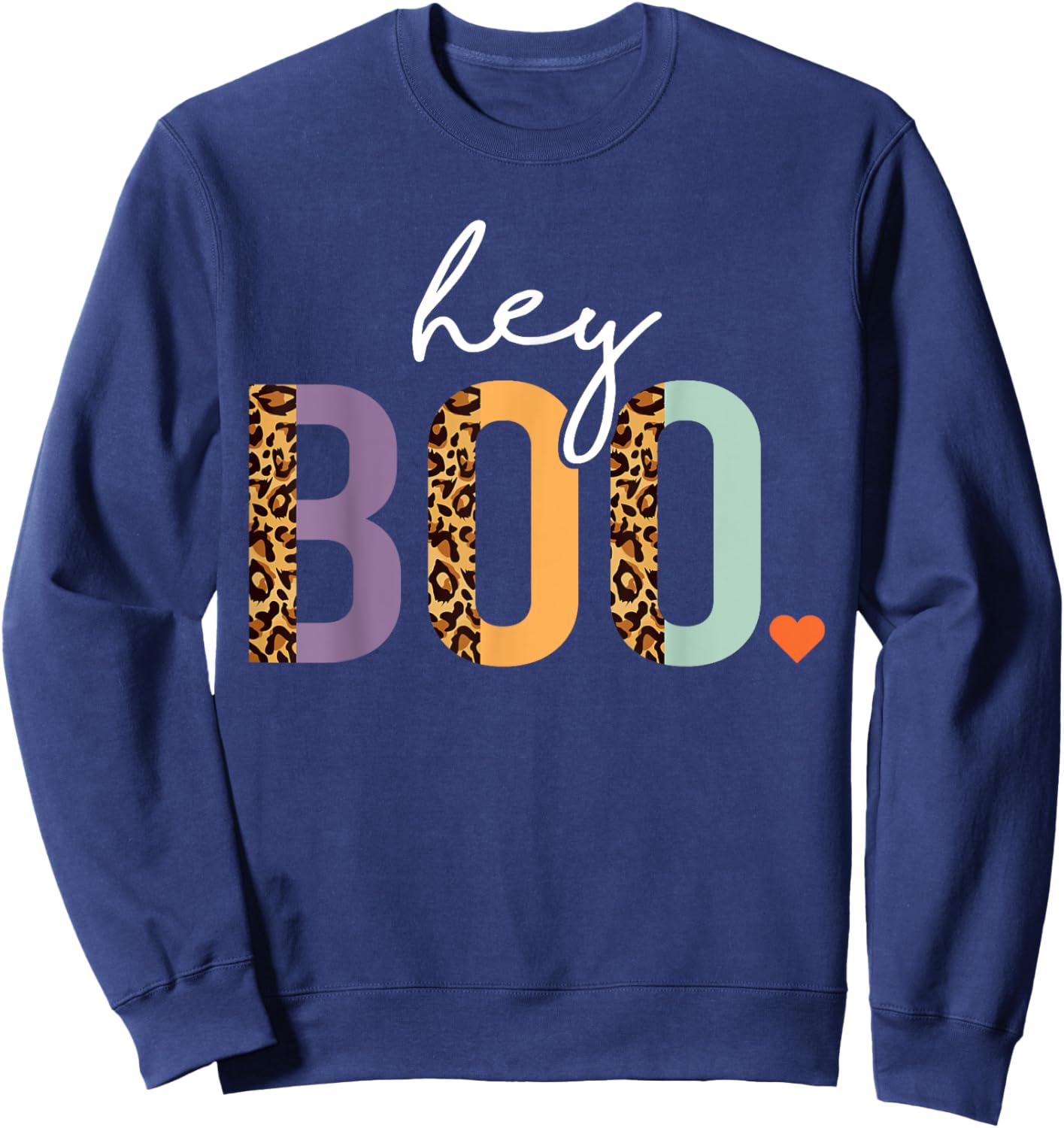 Hey Boo Shirt, Women Halloween Costume, Boo Leopard Girls Sweatshirt - Sweatshirt | Navy