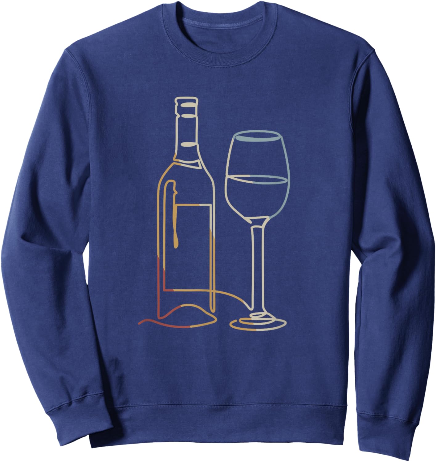Wine Bottle Wine Glass Retro Style Vintage Sweatshirt - Sweatshirt | Navy