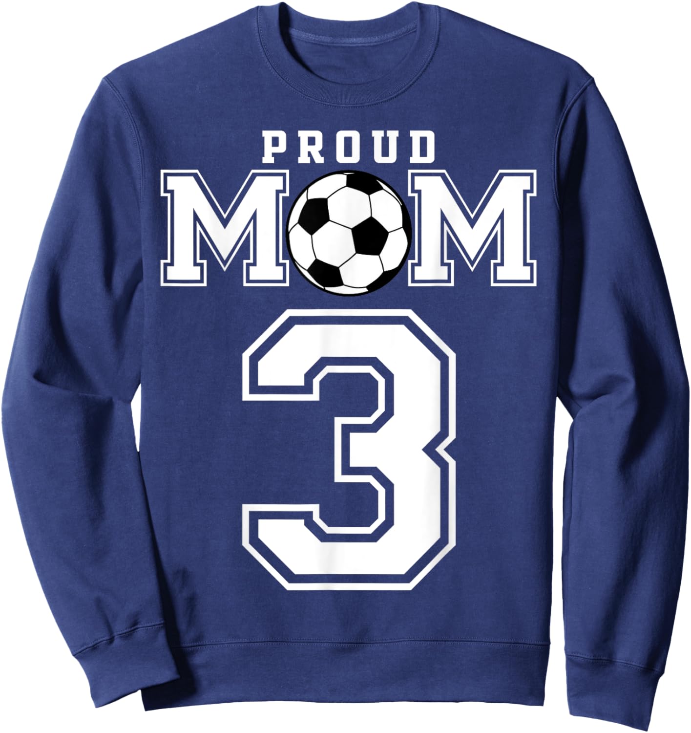 Number 3 Custom Proud Soccer Futbol Mom Personalized Women Sweatshirt - Sweatshirt | Navy