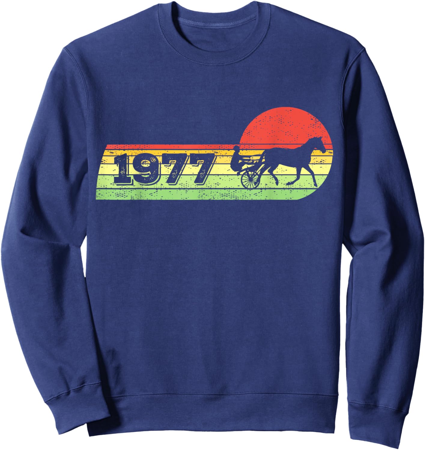Vintage 1977 Birthday Harness-Racing horses Trotting-race Sweatshirt - Sweatshirt | Navy