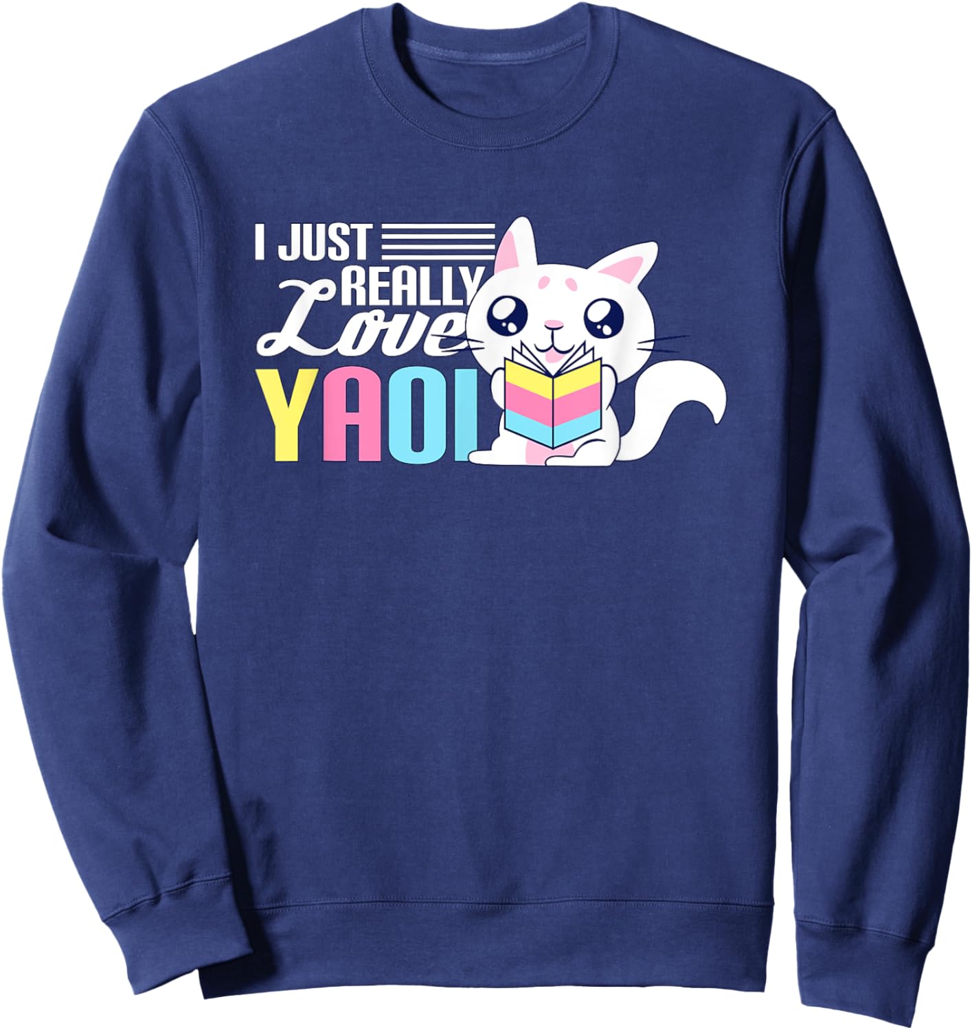 Fujoshi I Yaoi BL Love Manga I Cute Cat Sweatshirt - Sweatshirt | Navy