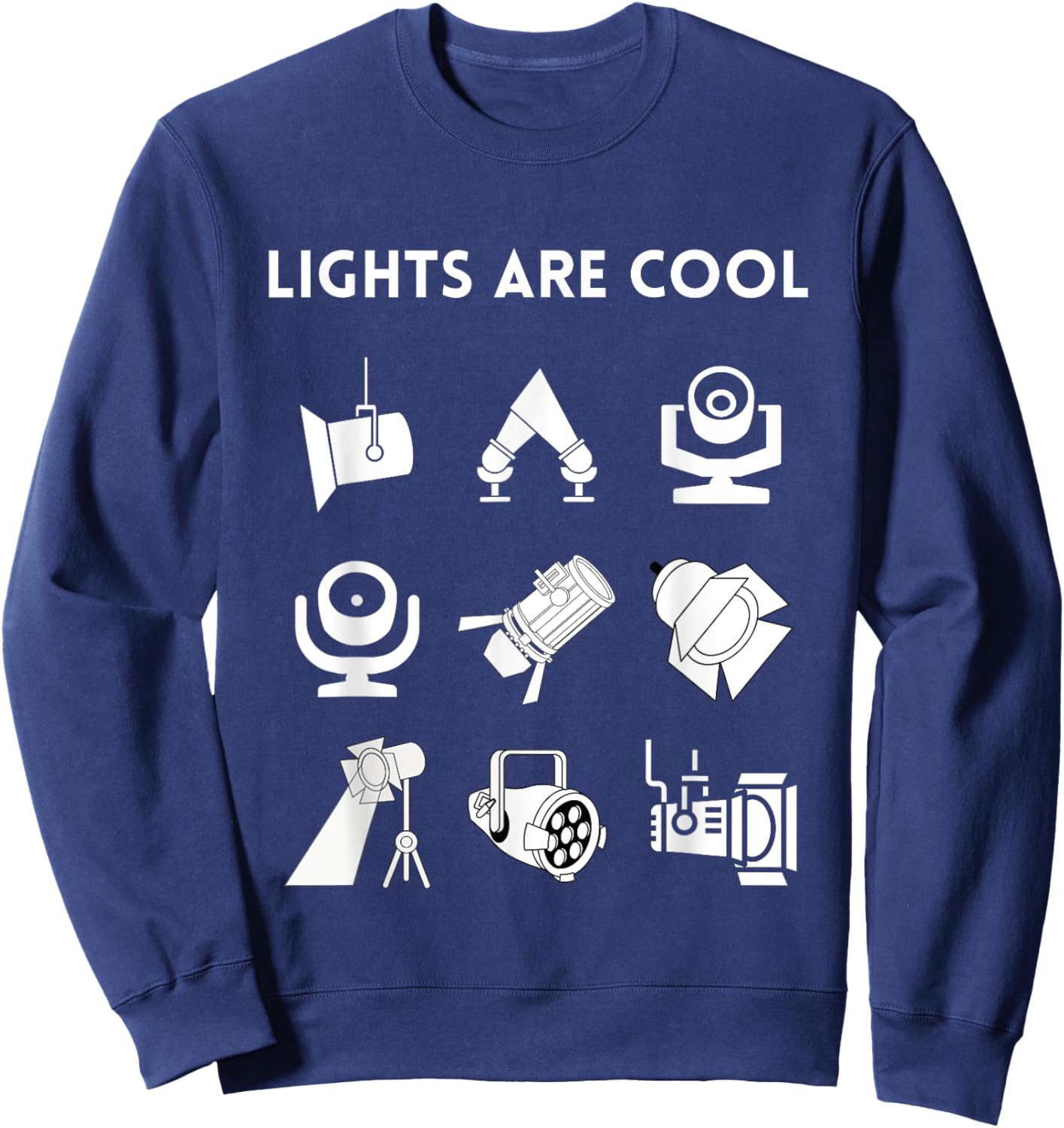LIGHTS ARE COOL Theatrical Lighting Apparel, Front Print Sweatshirt - Sweatshirt | Navy