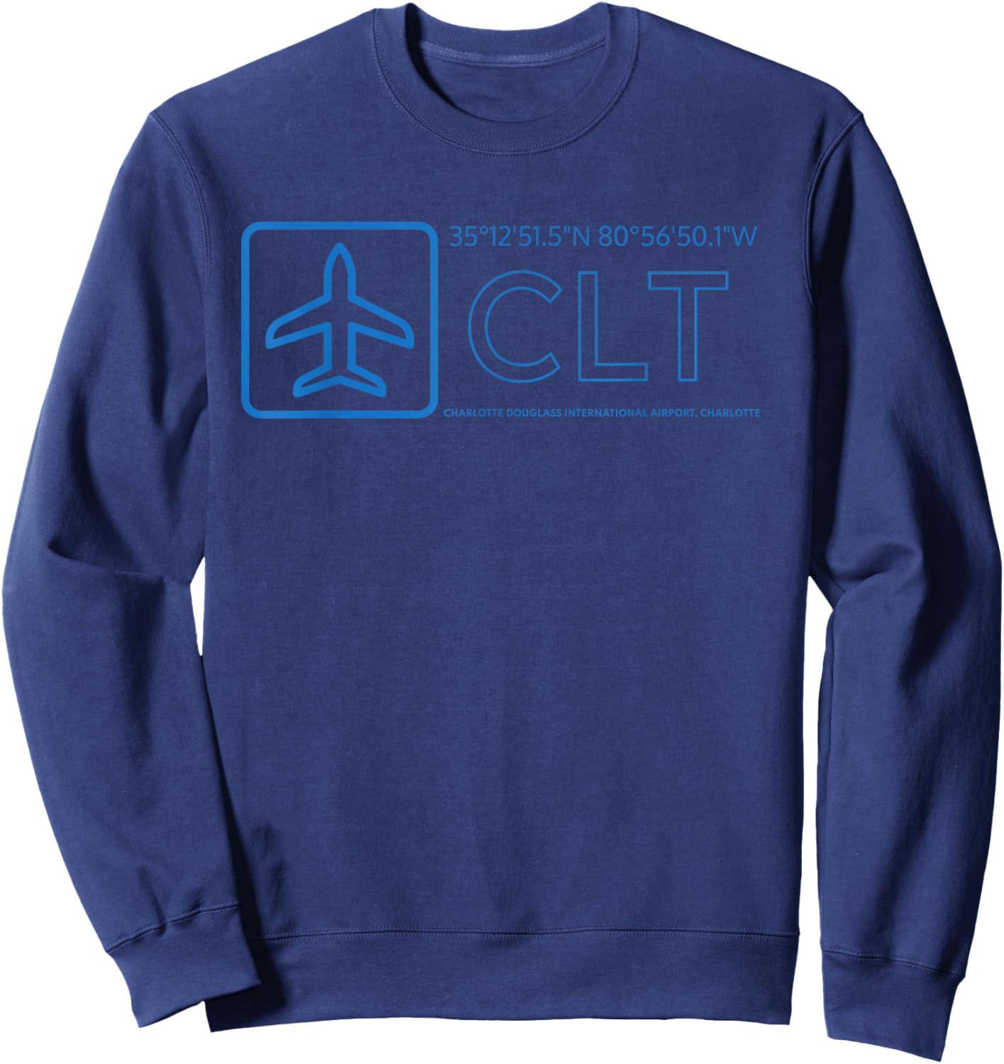 CLT Airport Code City of Charlotte Douglas International Sweatshirt - Sweatshirt | Navy