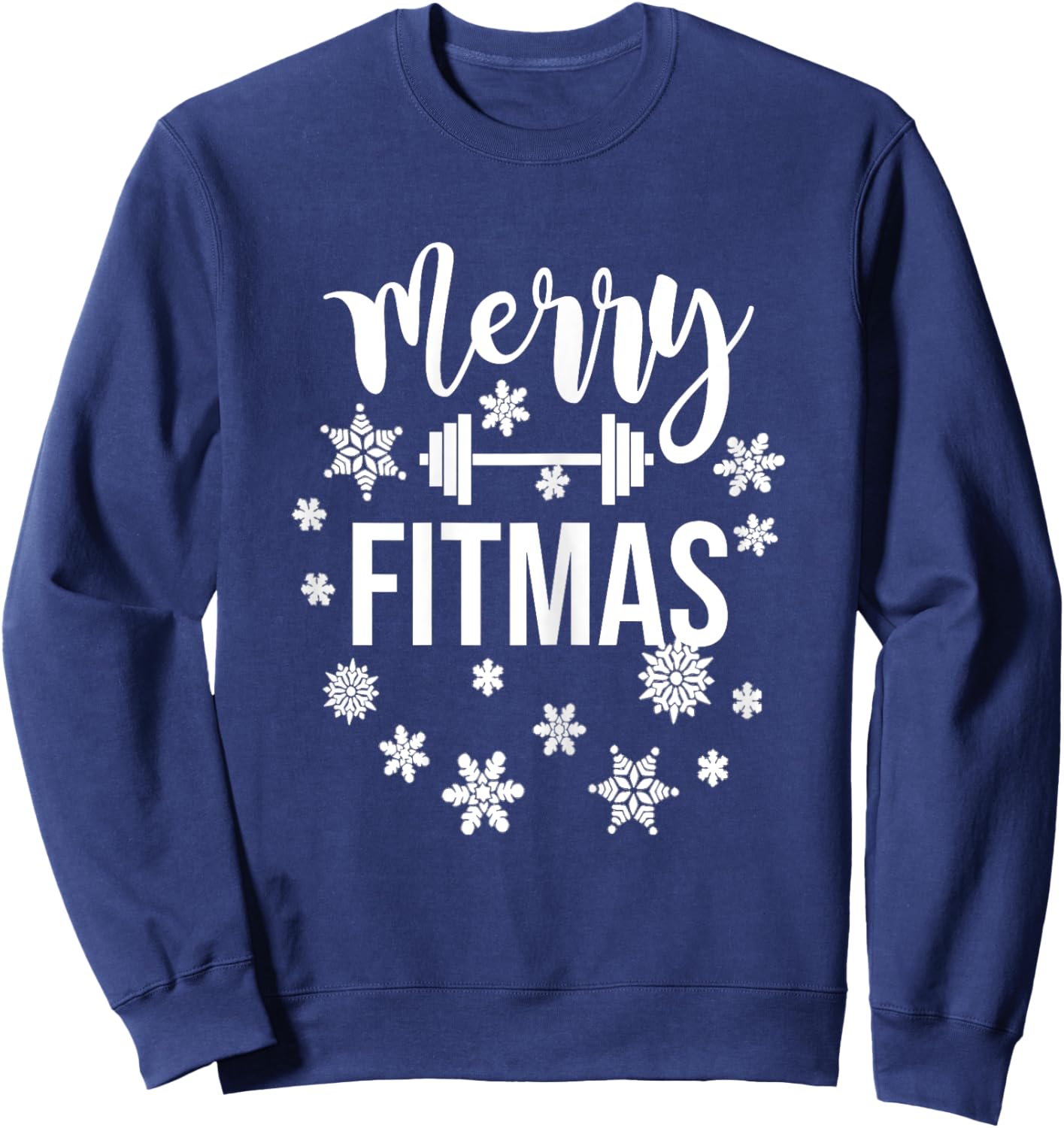 Merry Fitmas Christmas Pun Gym Holiday Workout Fitness Xmas Sweatshirt - Sweatshirt | Navy