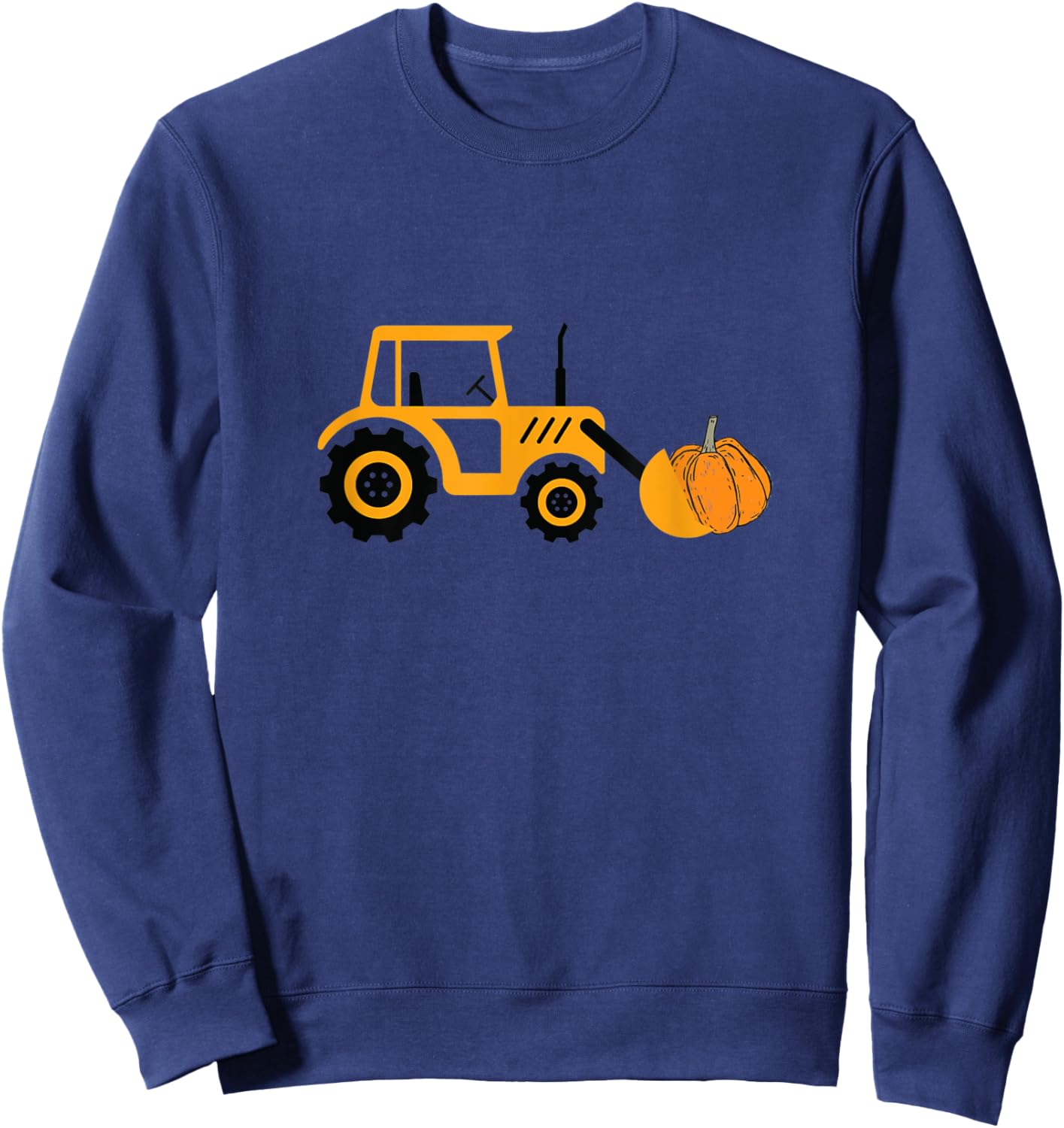 Halloween Construction Vehicle Truck Digger Cute Pumpkin Sweatshirt - Sweatshirt | Navy