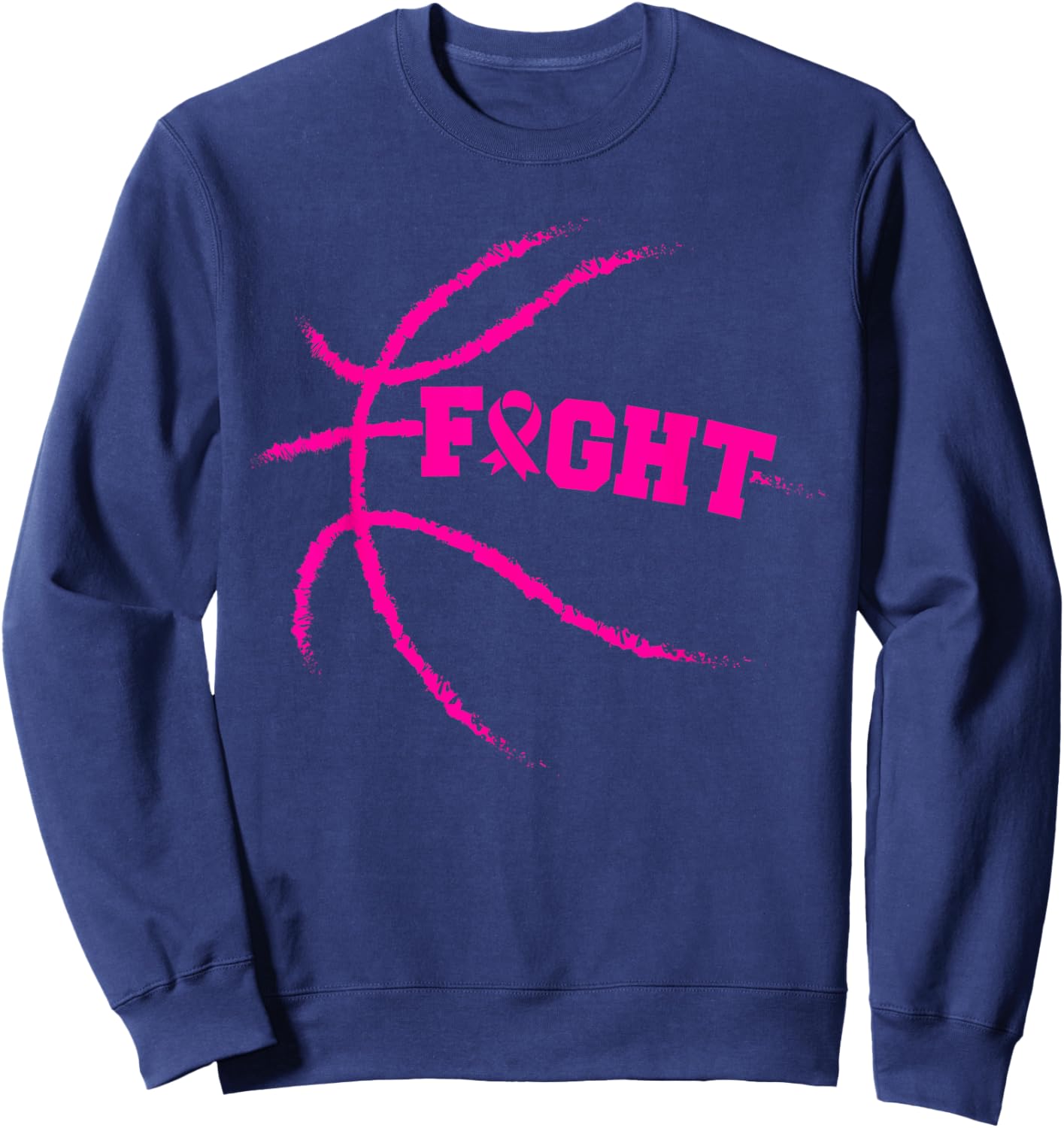 Breast Cancer Fight Basketball Player Pink Ribbon Awareness Sweatshirt - Sweatshirt | Navy
