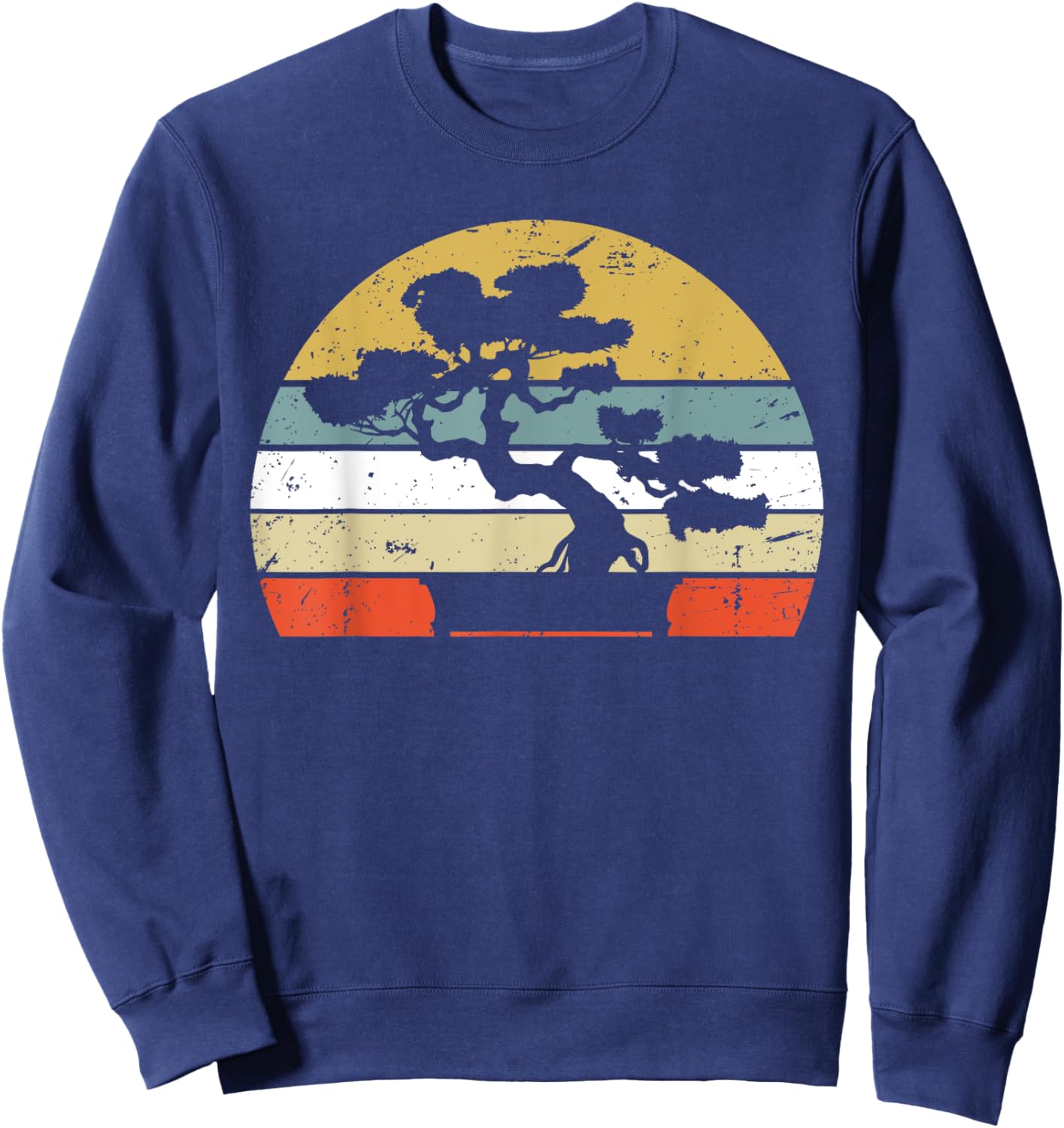 Bonsai Shirt Retro Vintage Sunset Bonsai Tree Sweatshirt - Sweatshirt | Navy
