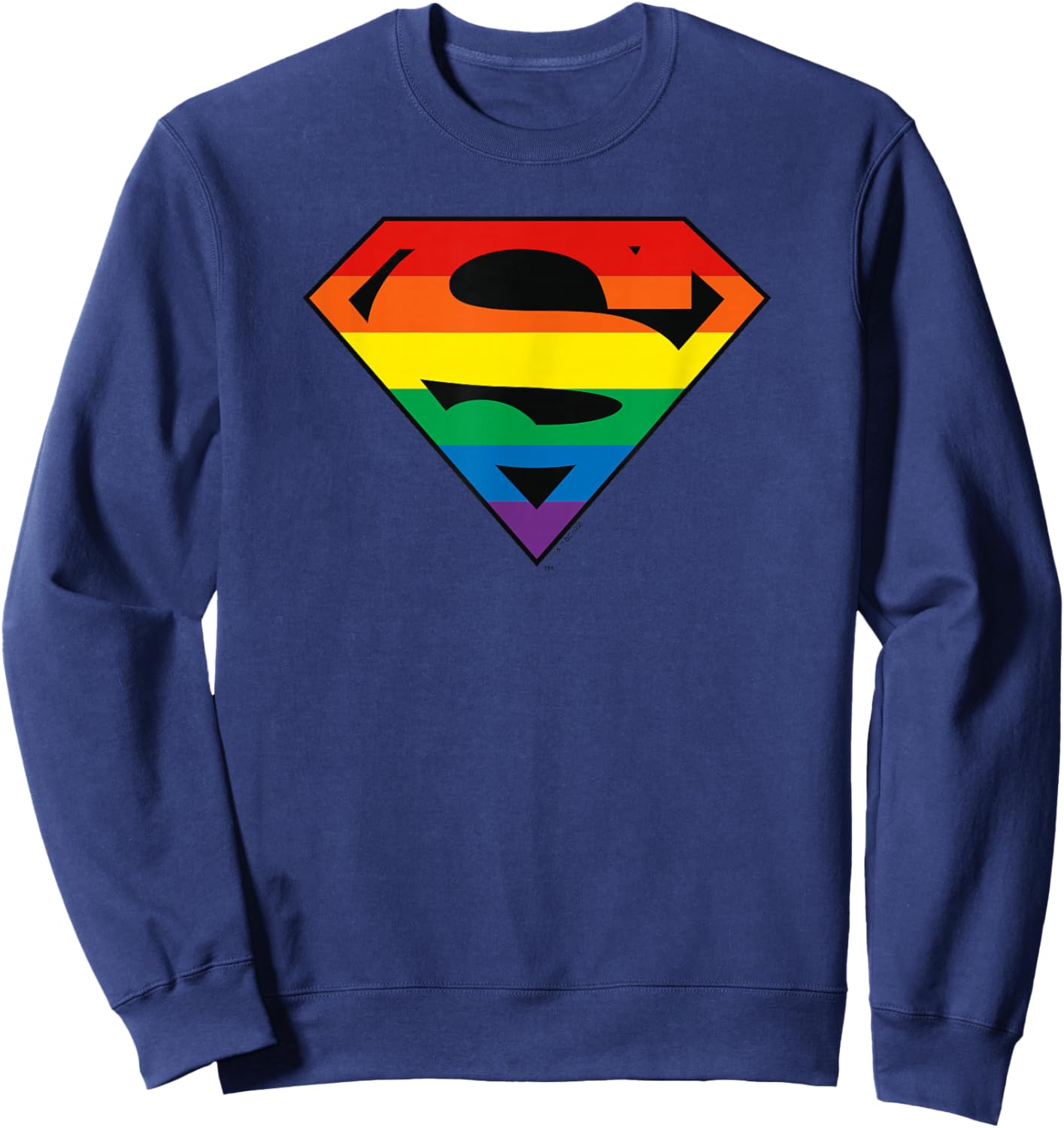 DC Comics Pride Justice League Superman Rainbow Logo Sweatshirt - Sweatshirt | Navy