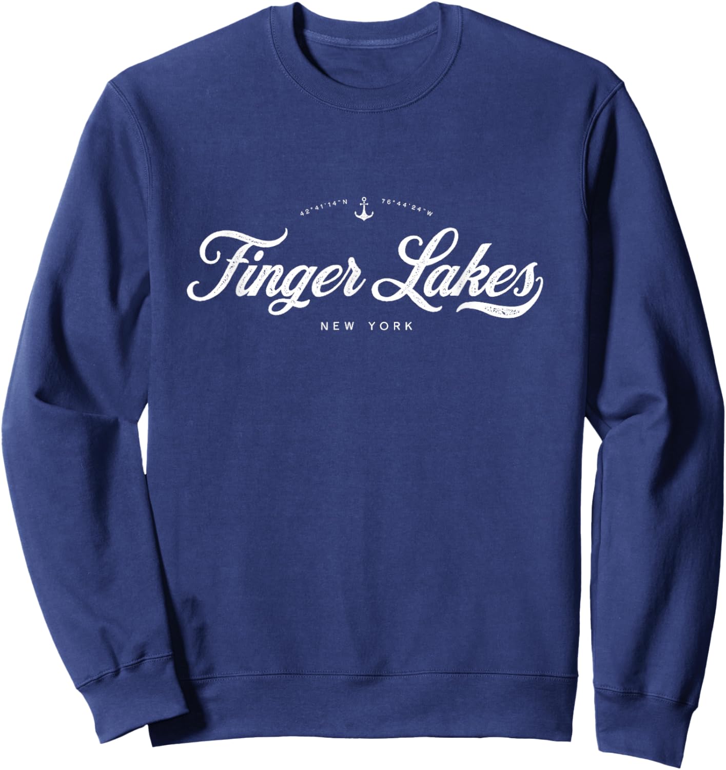 Finger Lakes Upstate New York NY Vintage Retro Sweatshirt - Sweatshirt | Navy