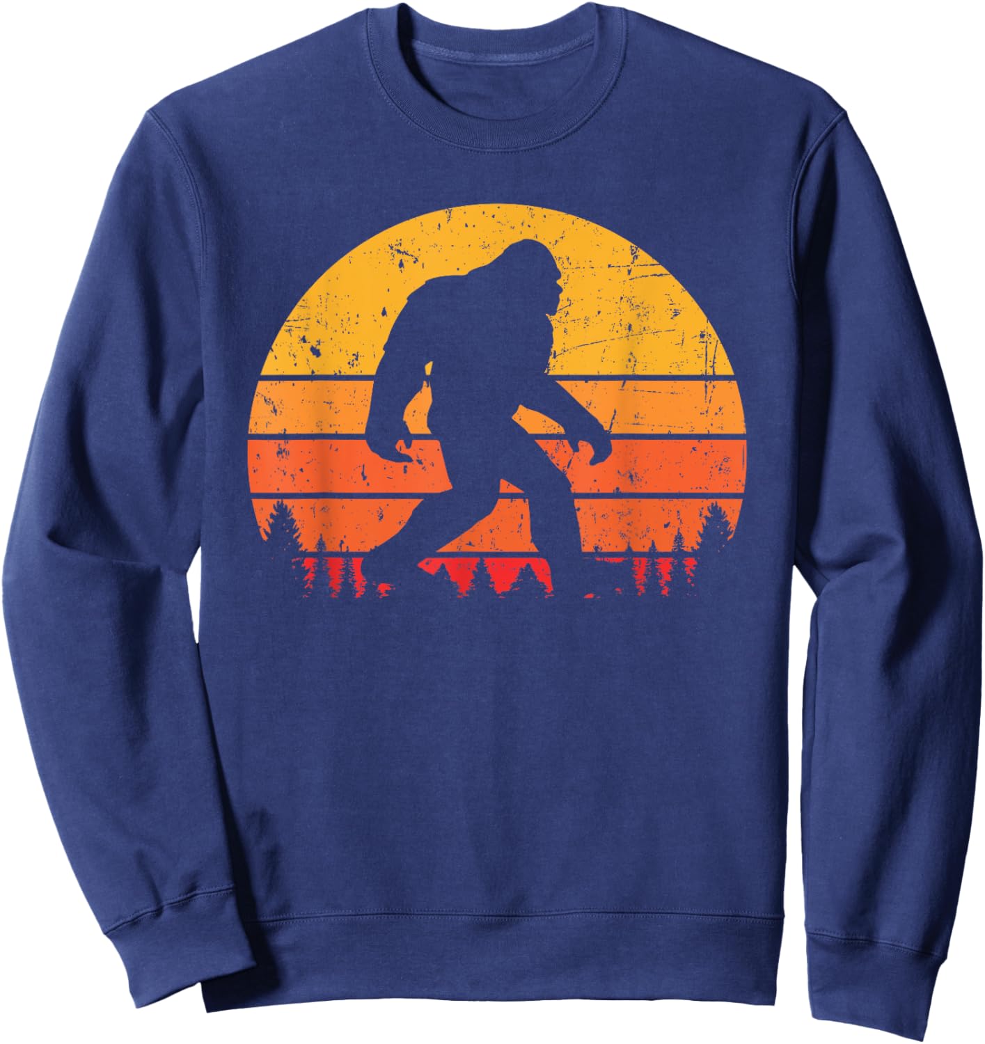 Bigfoot Sasquatch Yeti Retro Vintage Sunset Distressed Sweatshirt - Sweatshirt | Navy