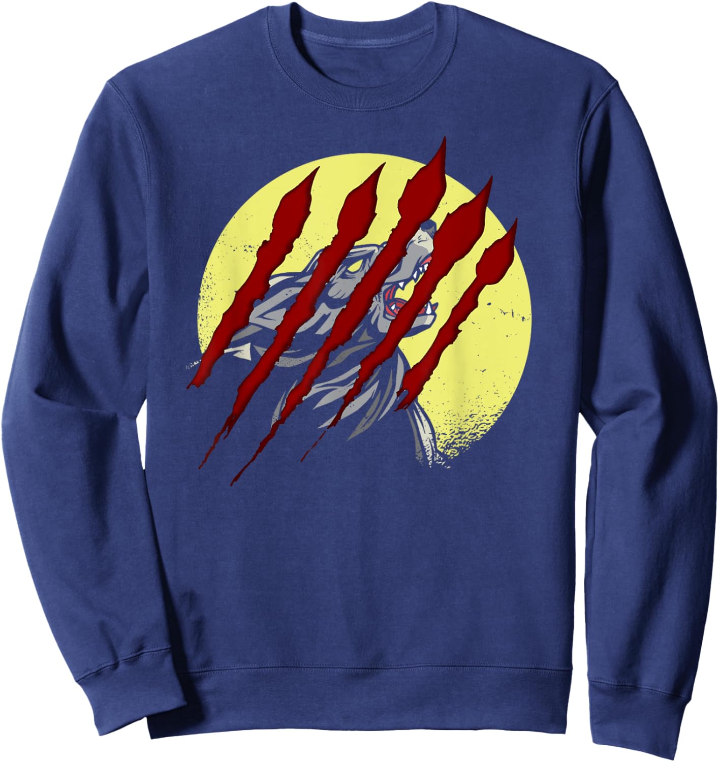 Werewolf Full Moon Horror Movie Scratches Howling Wolf Sweatshirt - Sweatshirt | Navy