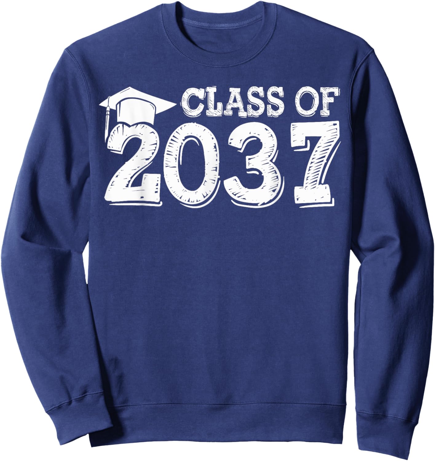 Class Of 2037 Grow With Me Handprints Space On Back Sweatshirt - Sweatshirt | Navy