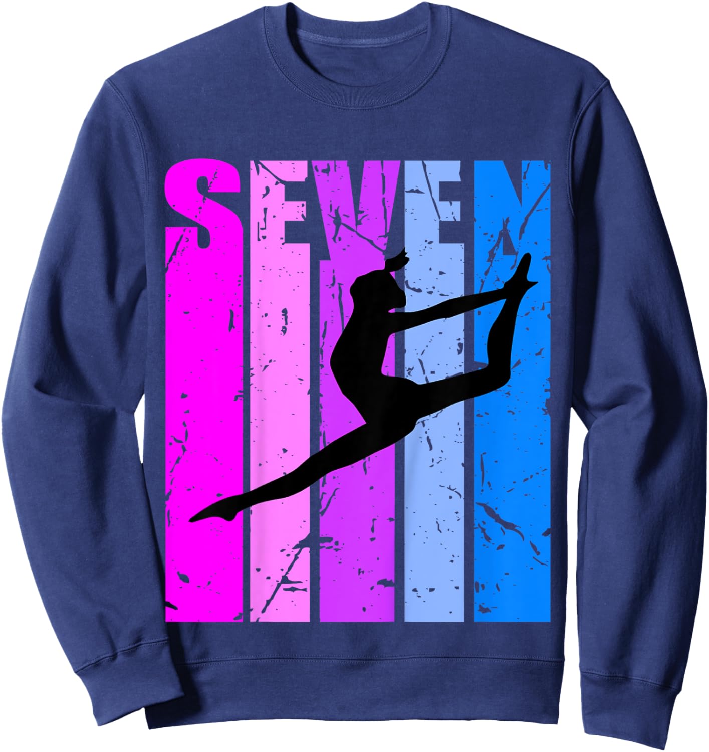 Kids Girls Gymnastics 7th Birthday Dance Dancing Gymnast Ballet Sweatshirt - Sweatshirt | Navy