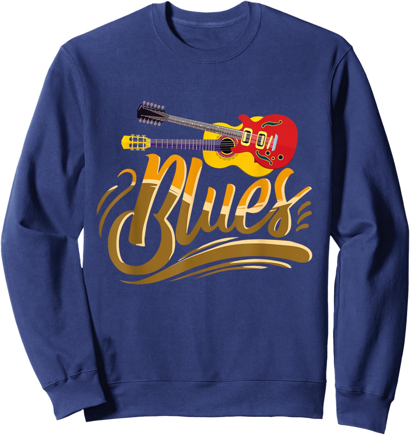Vintage Blues Guitar Player Musician Blues Music Sweatshirt - Sweatshirt | Navy
