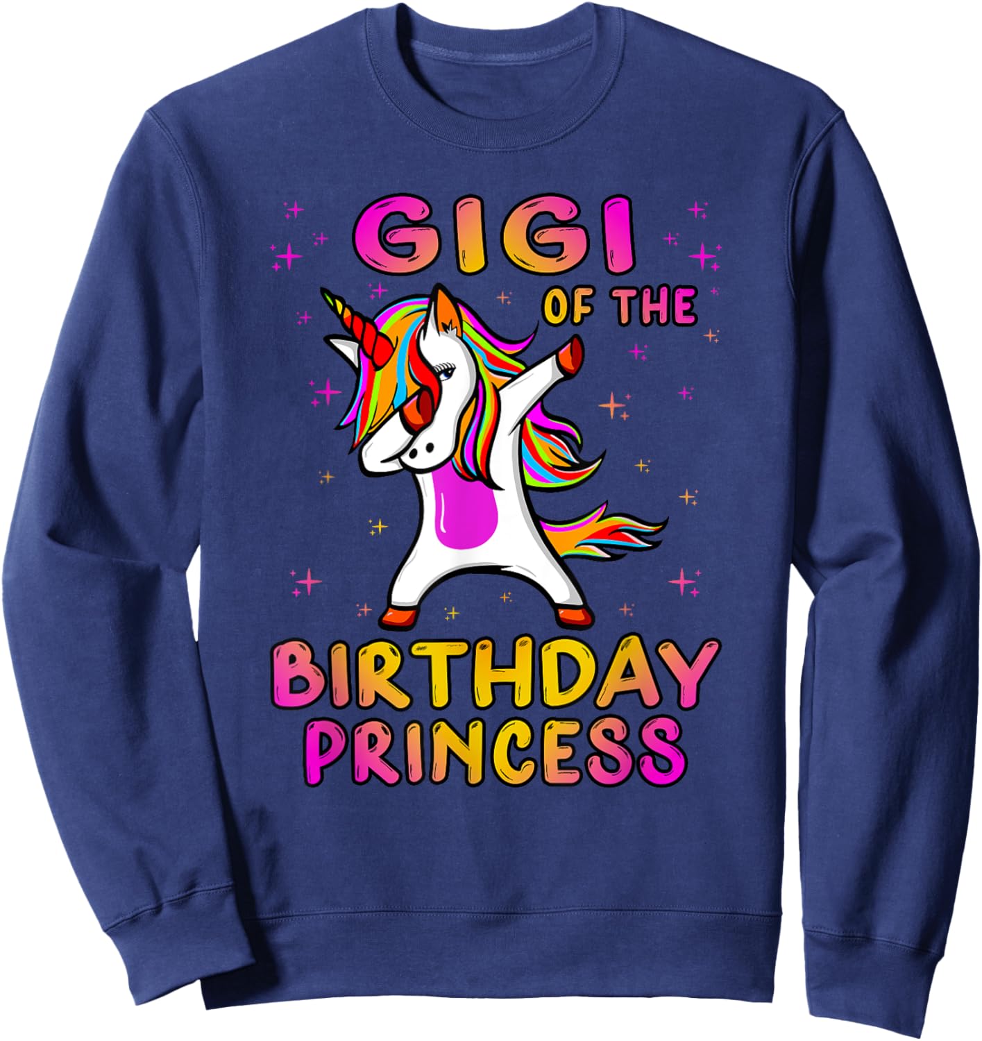 Gigi Of The Birthday Princess Girl - Grandma Dabbing Unicorn Sweatshirt - Sweatshirt | Navy