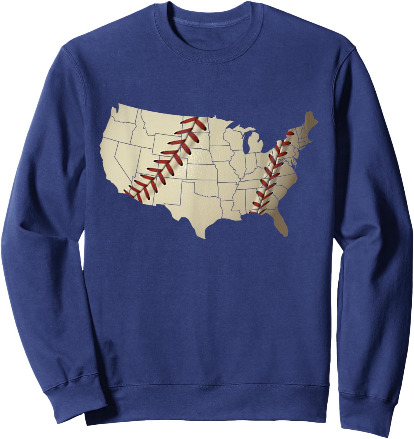 Vintage America BASEBALL Team US Country Ball Map Merica Fan Sweatshirt - Sweatshirt | Navy
